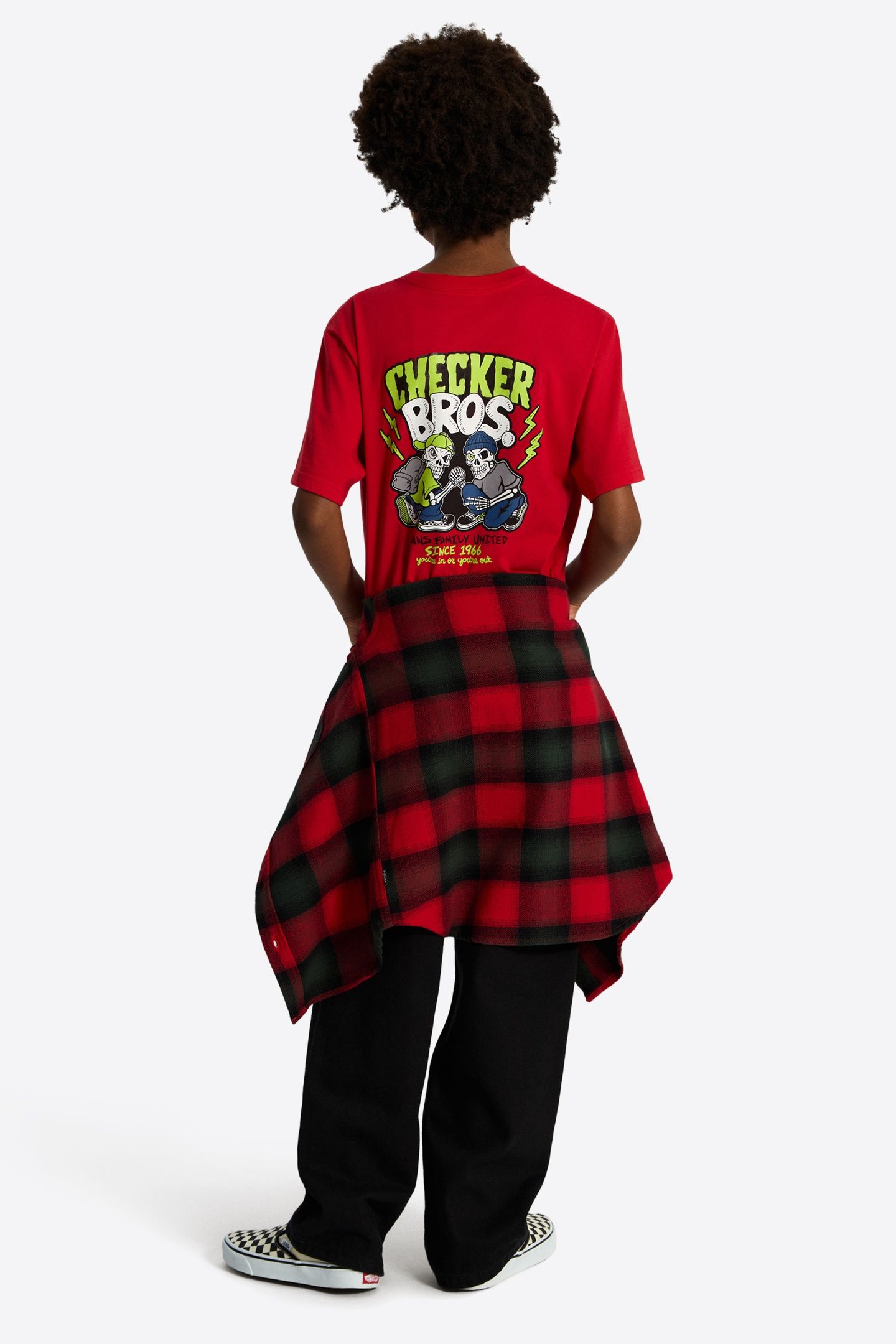 BOYS CHECKER BROS SS TEE RACING RED 3
