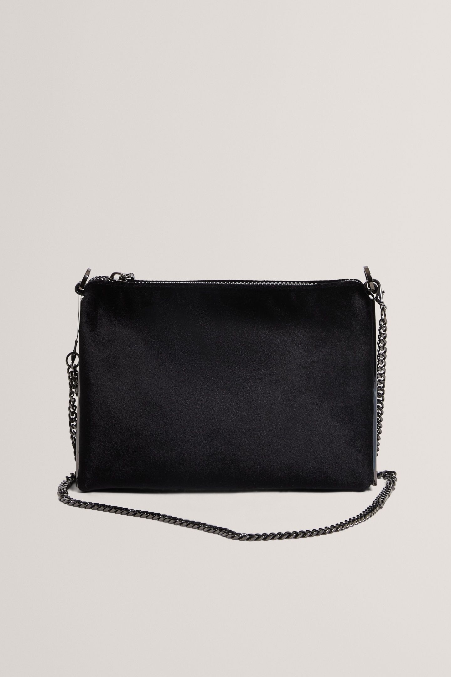 BAR DETAIL VELVET CROSSBODY CLUTCH BLACK 1
