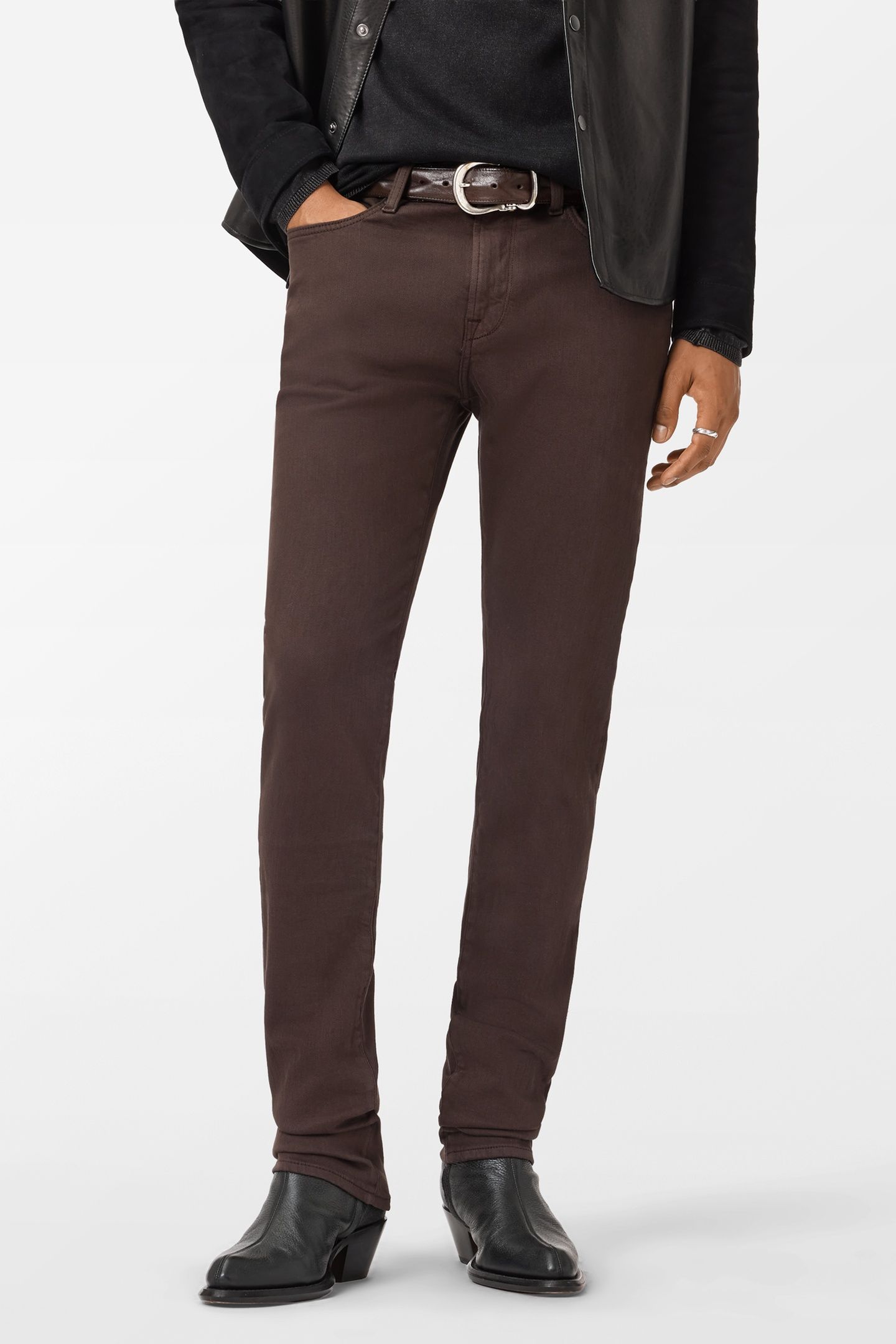 J702 - SLIM FIT - KNIT CONSTRUCTION DARK BROWN 1