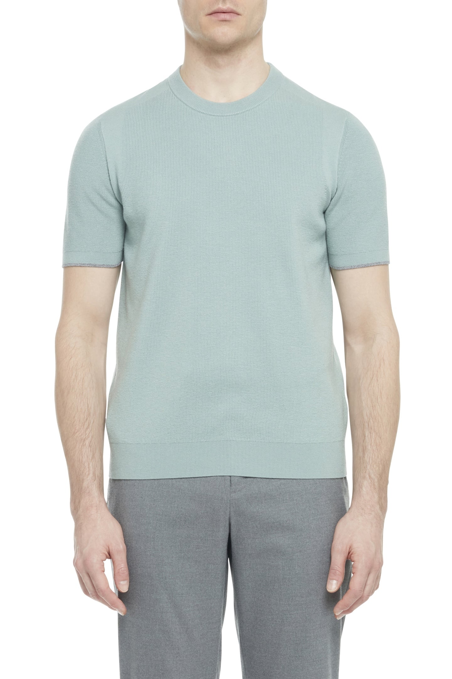 VOISIN SS MIXED RIBBED T SHIRT GREEN 1