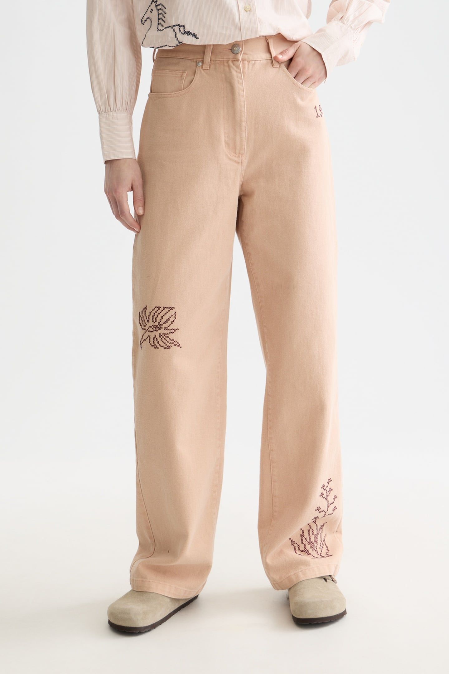 THE RIPPLE - HIGH RISE STRAIGHT LEG PANTS ROSE DUST 1