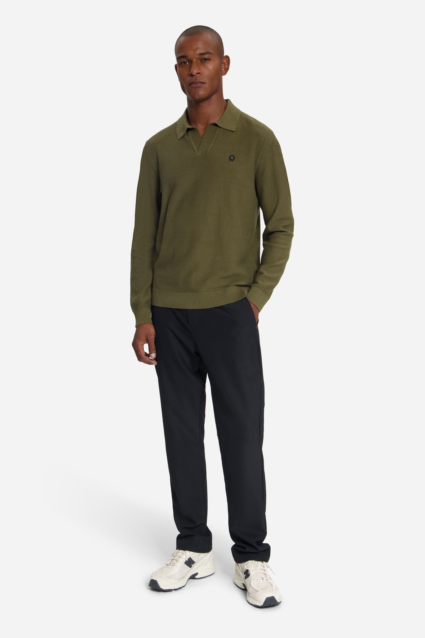 PULLOVER V-COLLAR SHOULDER DETAIL MOSS 3