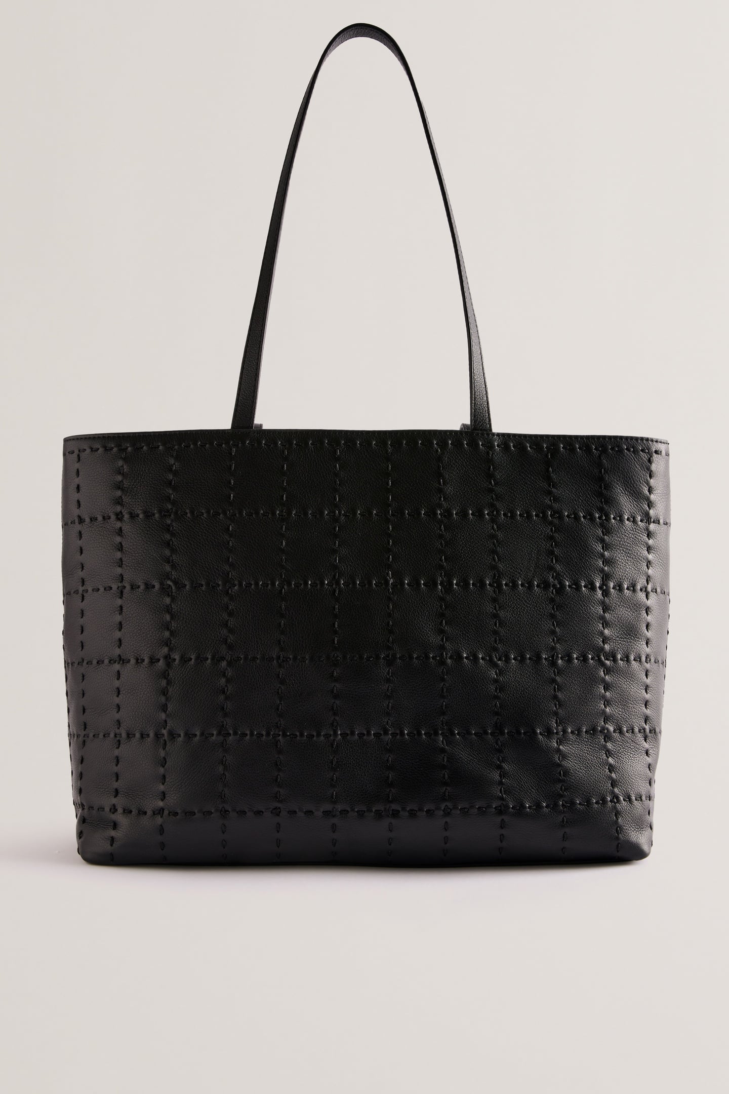 STALIE CHECKED STITCH DETAIL TOTE BAG BLACK 2
