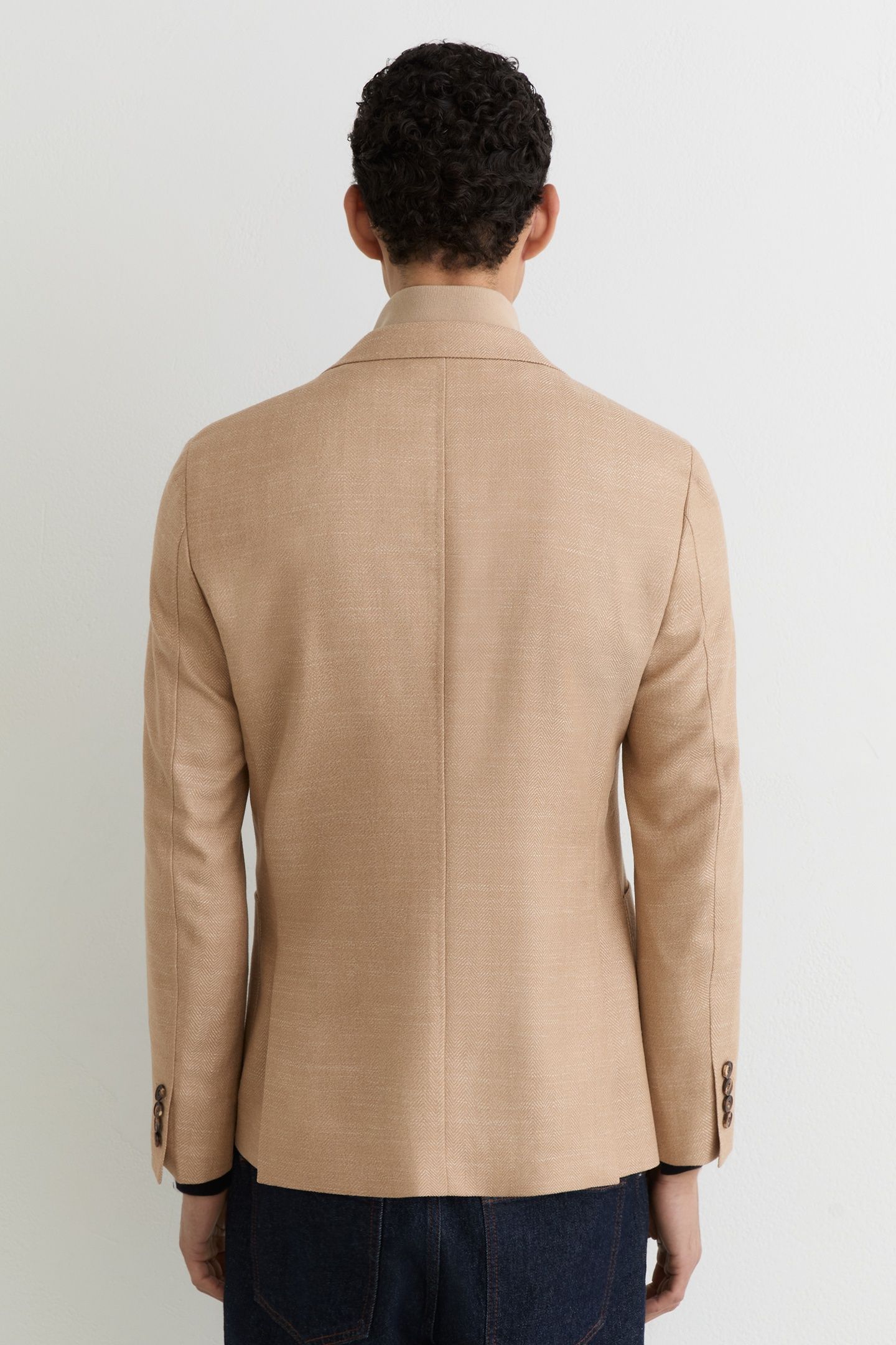 SB HERRINGBONE SUEDE INSERT GILET BLAZER CAMEL 4