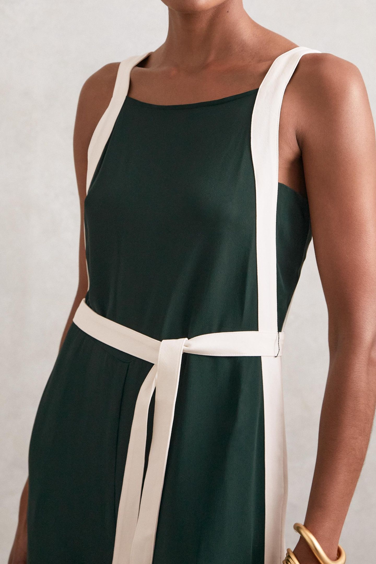 COL BLOCK JUMPSUIT DARK GREEN/CREAM 6