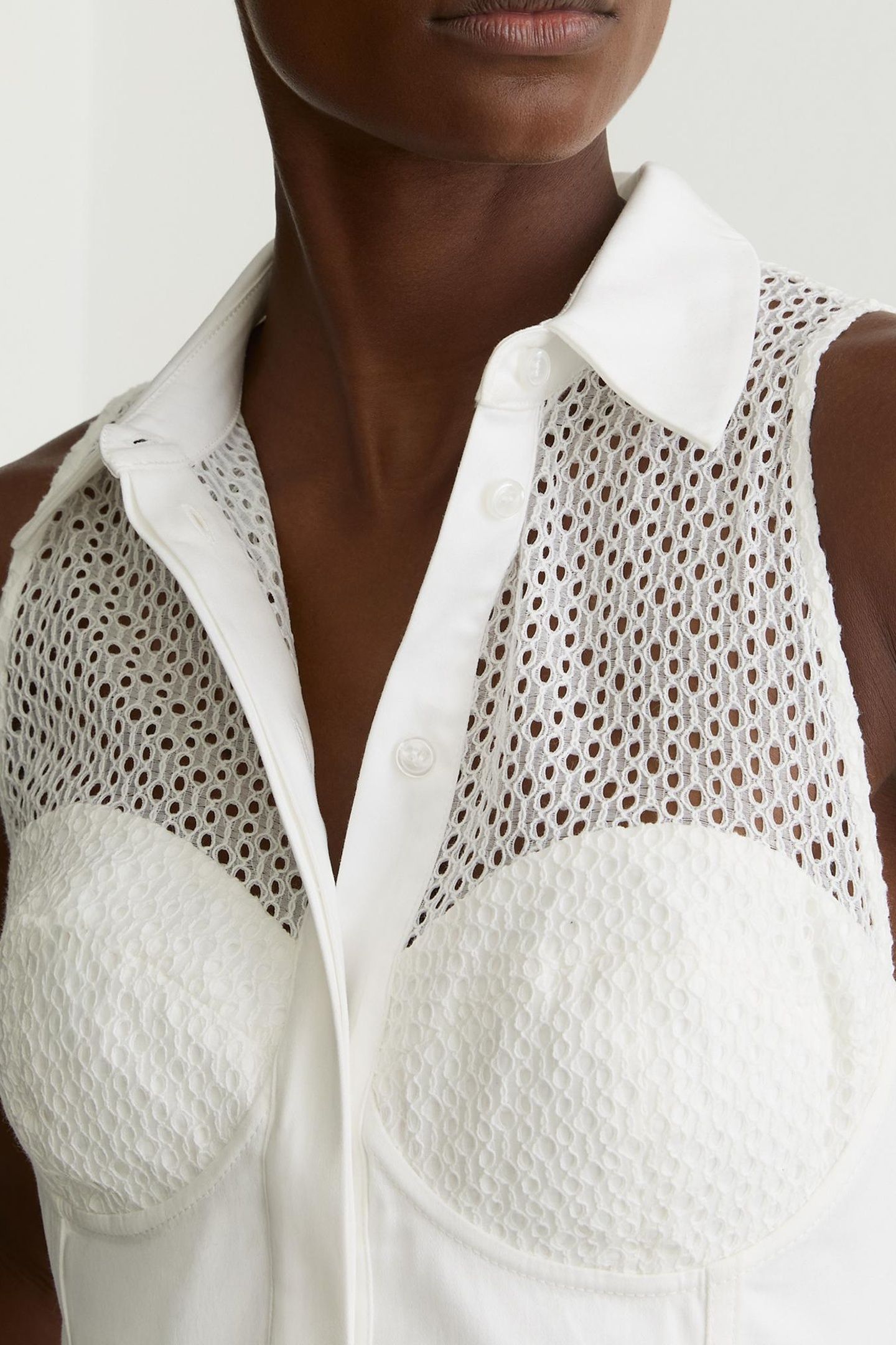 LACE DETAIL SLEEVELESS MIDI DRESS IVORY 7