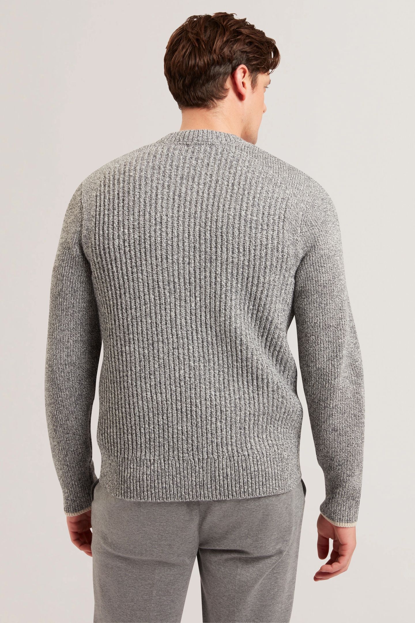 ALMAN RIBBED BUTTON CARDIGAN GREY 2