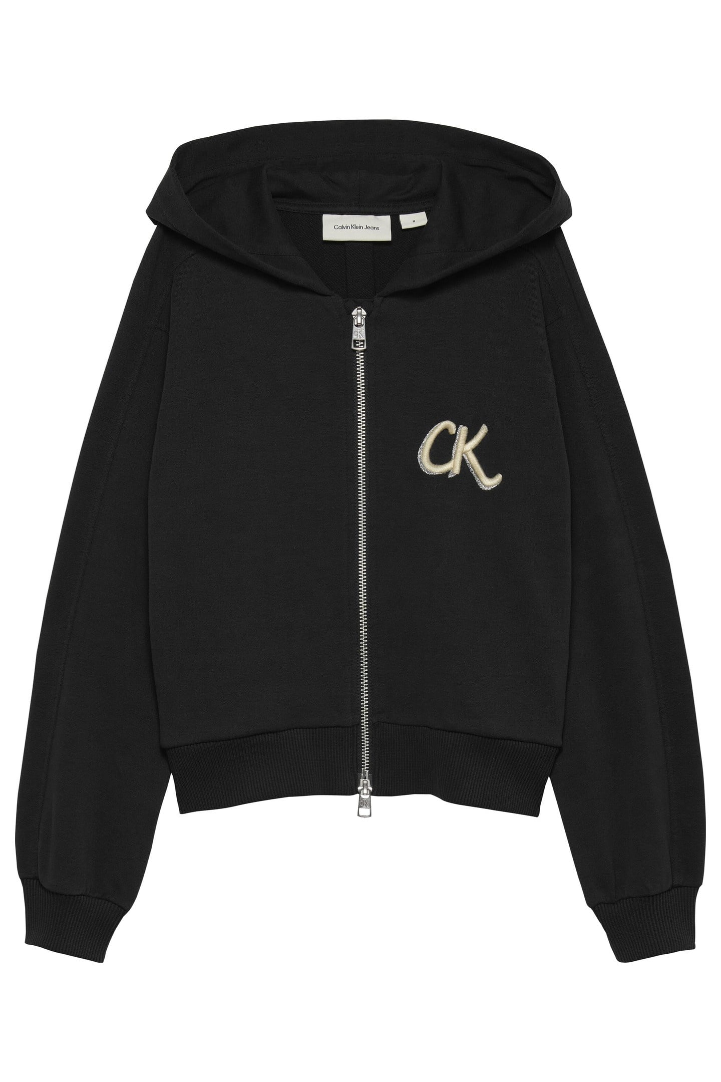 GIRLS TERRY ZIP UP HOODIE BLACK 2