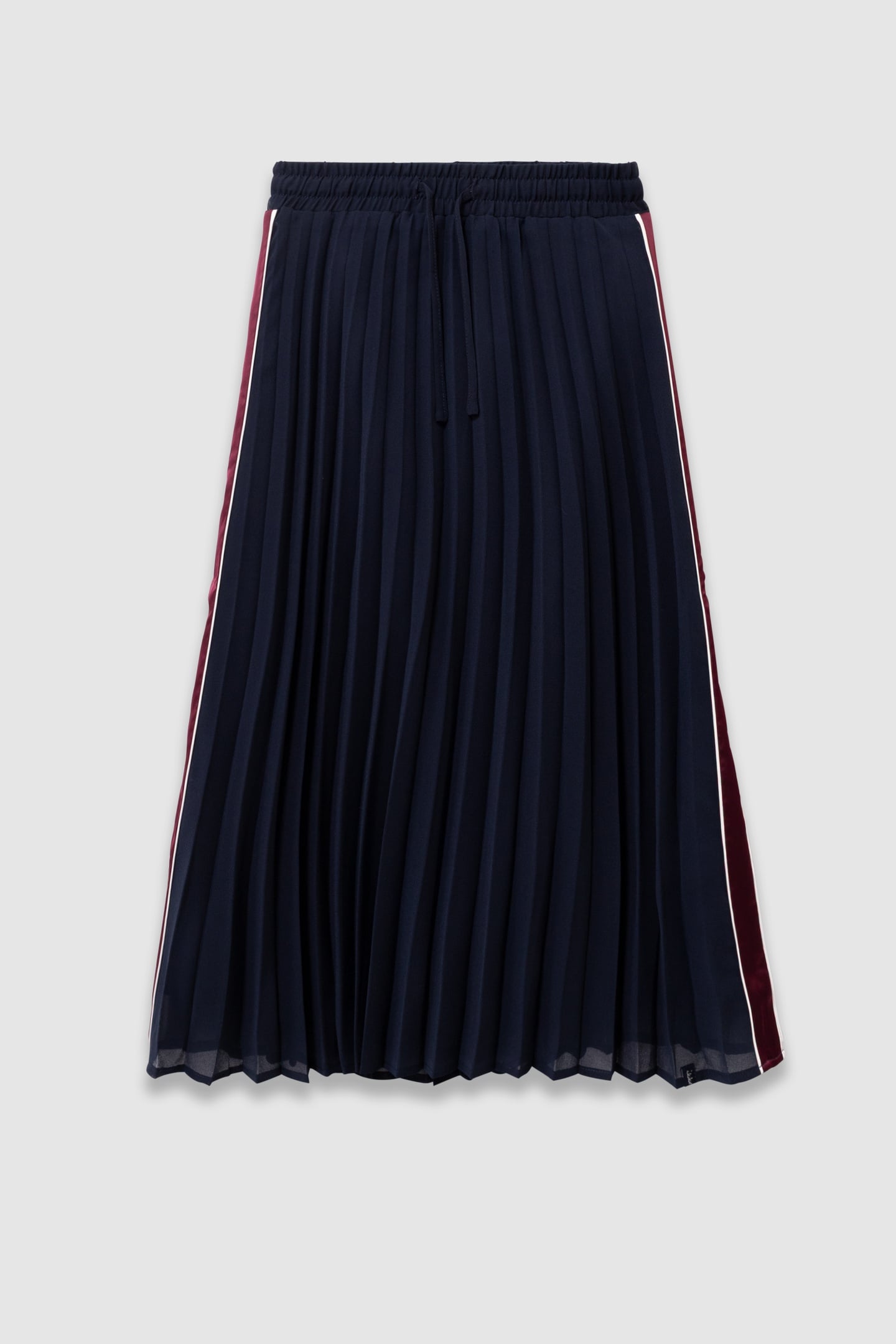 GIRLS’ NAVY PLEATED LONG SKIRT WITH SIDE STRIPES 2