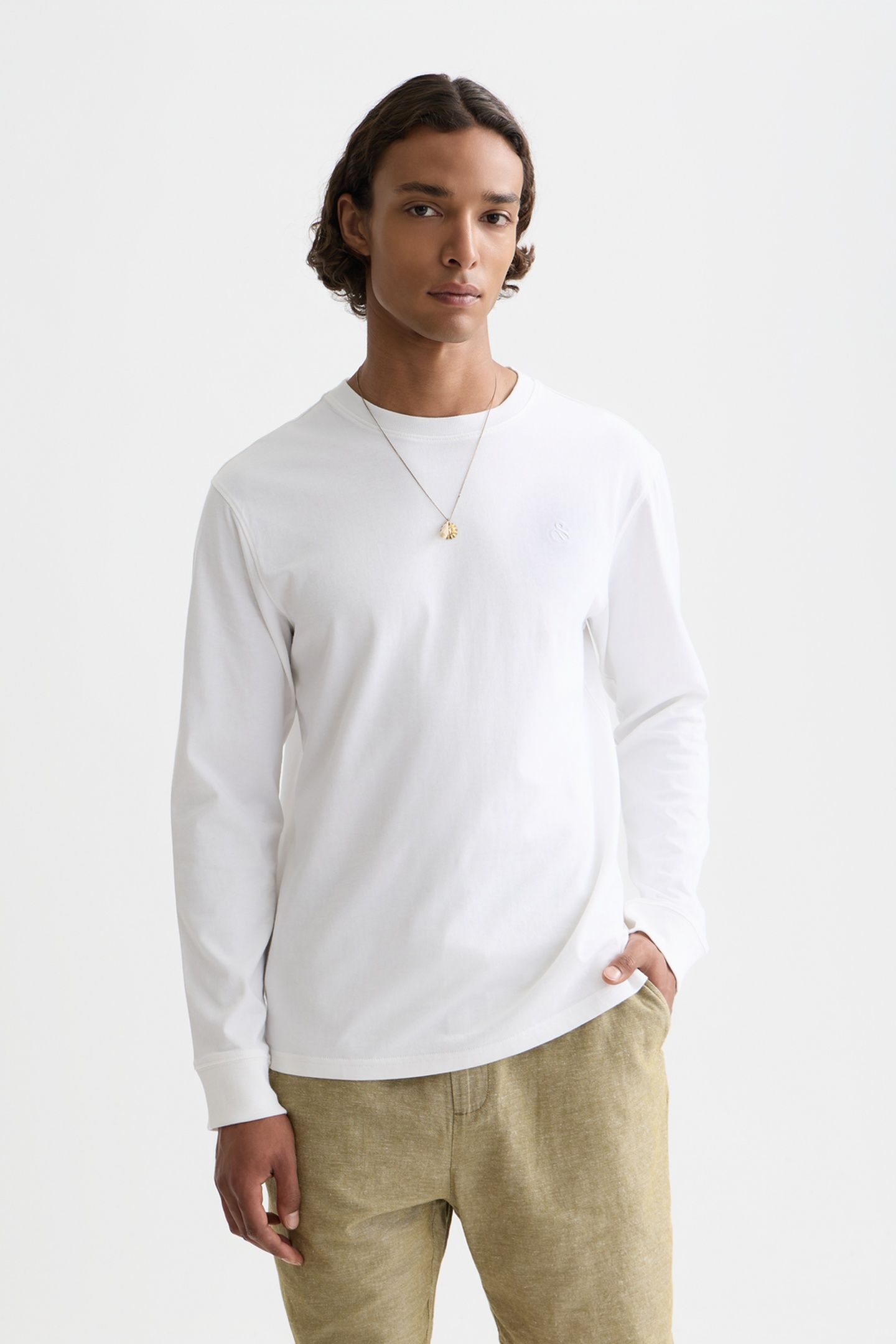 CHEST LOGO REGULAR-FIT LONG-SLEEVED T-SHIRT WHITE/PASTEL 1