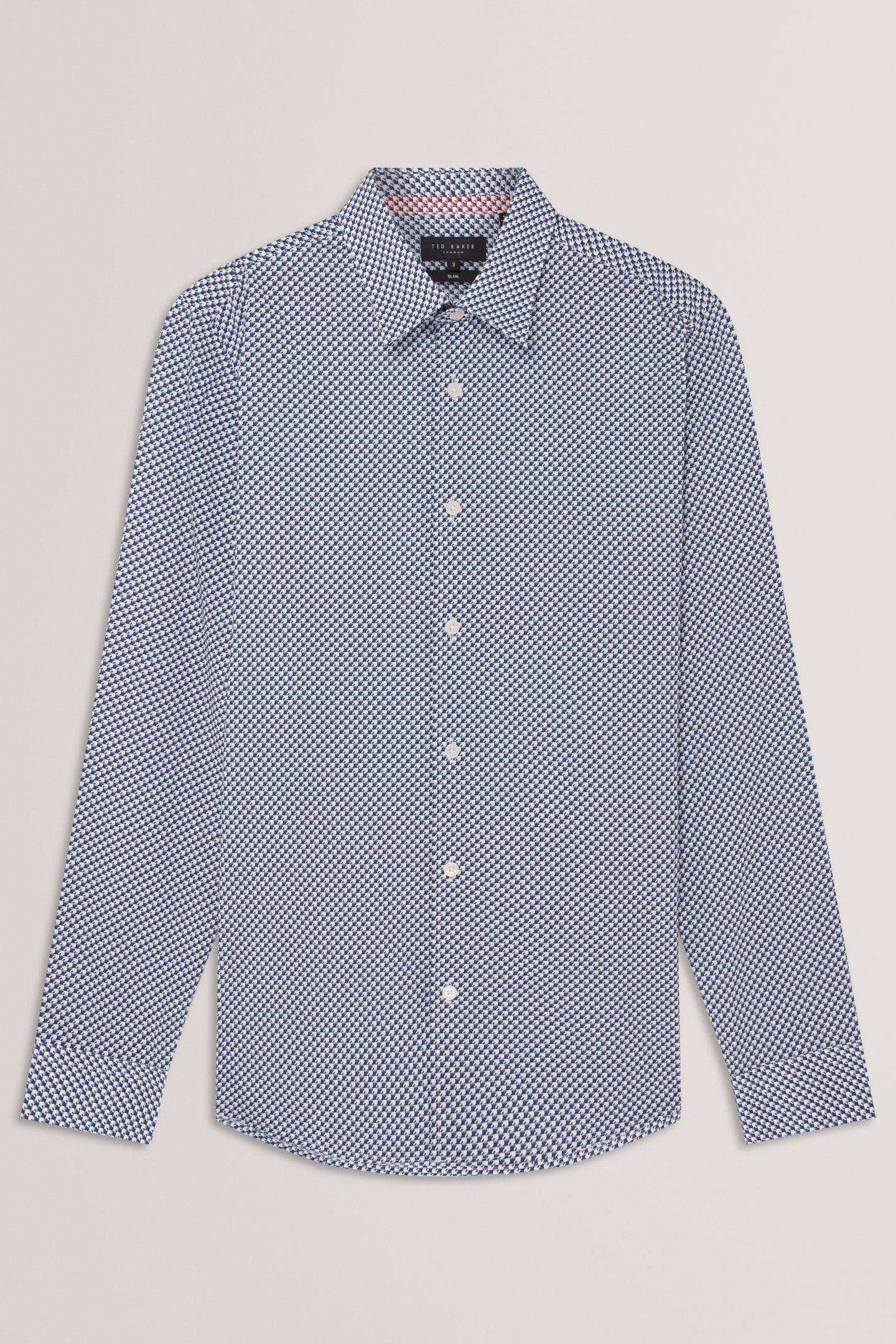 LS SLIM GEO PRINT SHIRT NAVY 3