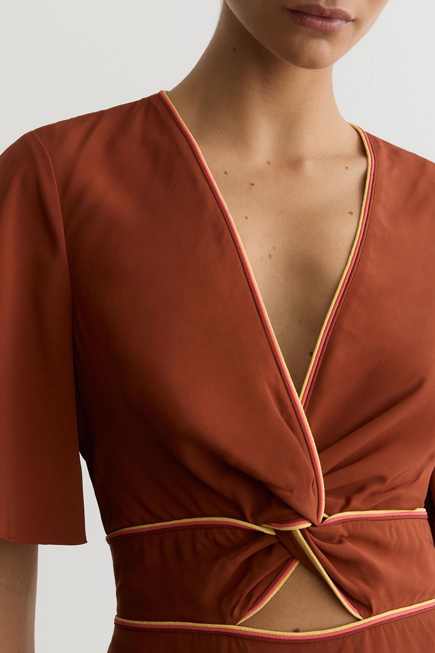 CUT OUT DETAIL MIDI DRESS RUST ORANGE 4