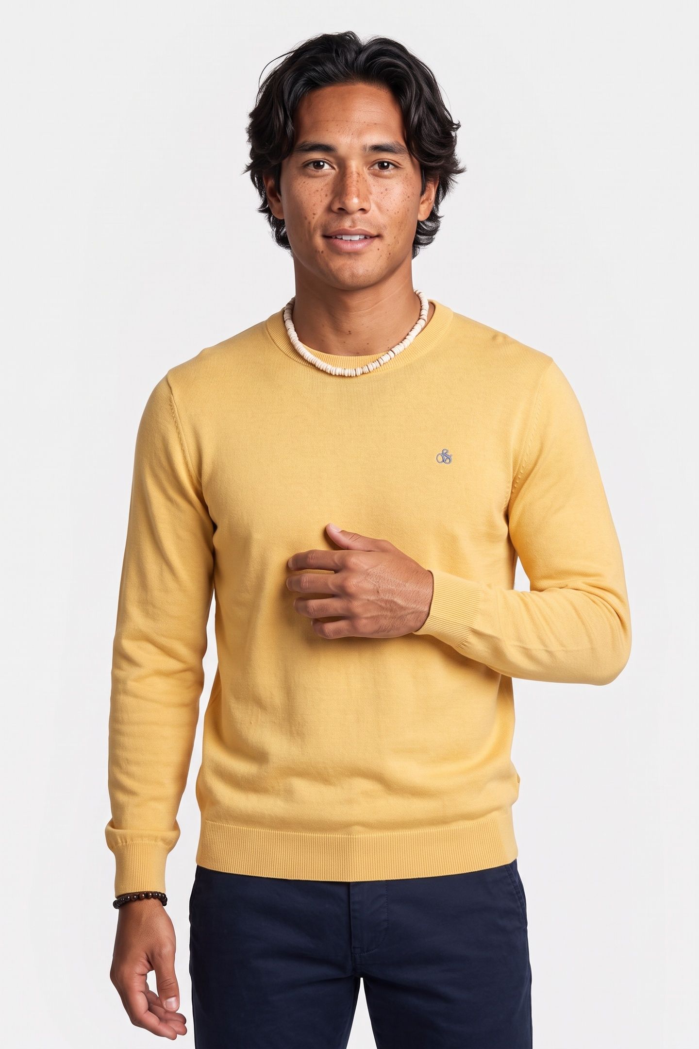 SEASONAL CORE ECOVERO REGULARFIT PULLOVER MED YELLOW 1