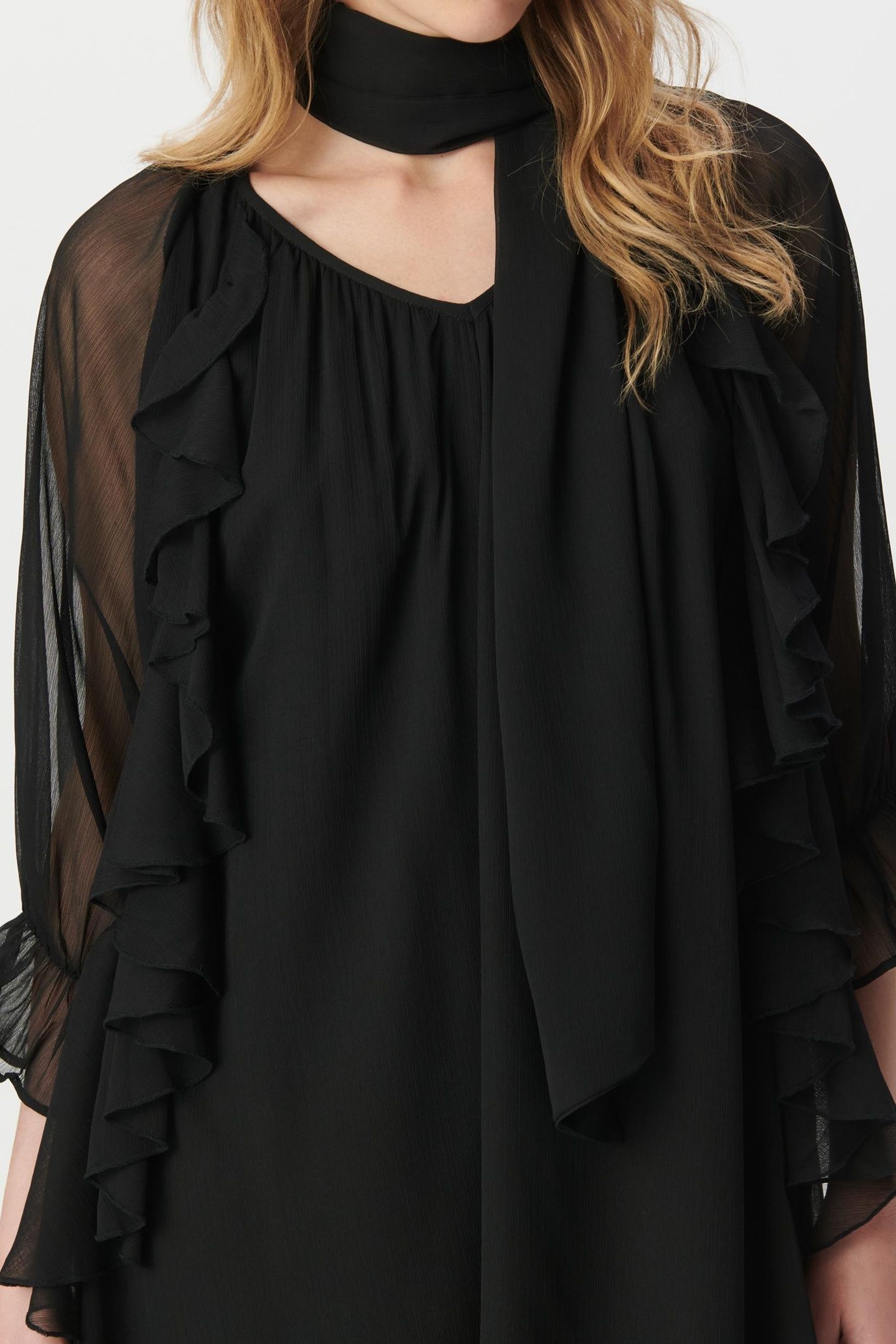 BLACK RUFFLED EVENING DRESS 5