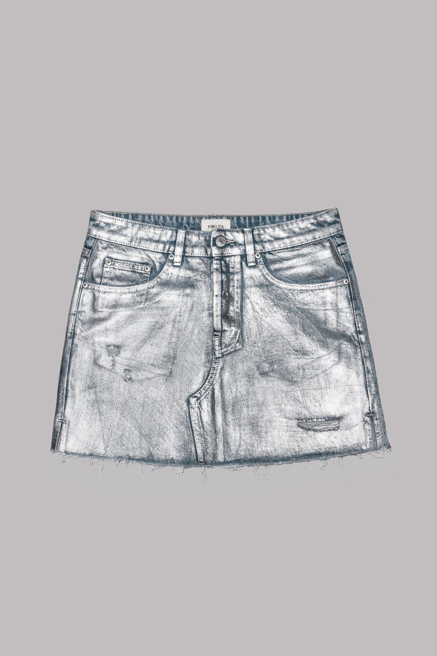 THE BLUE SHIMMER SLIT DENIM SKIRT 3