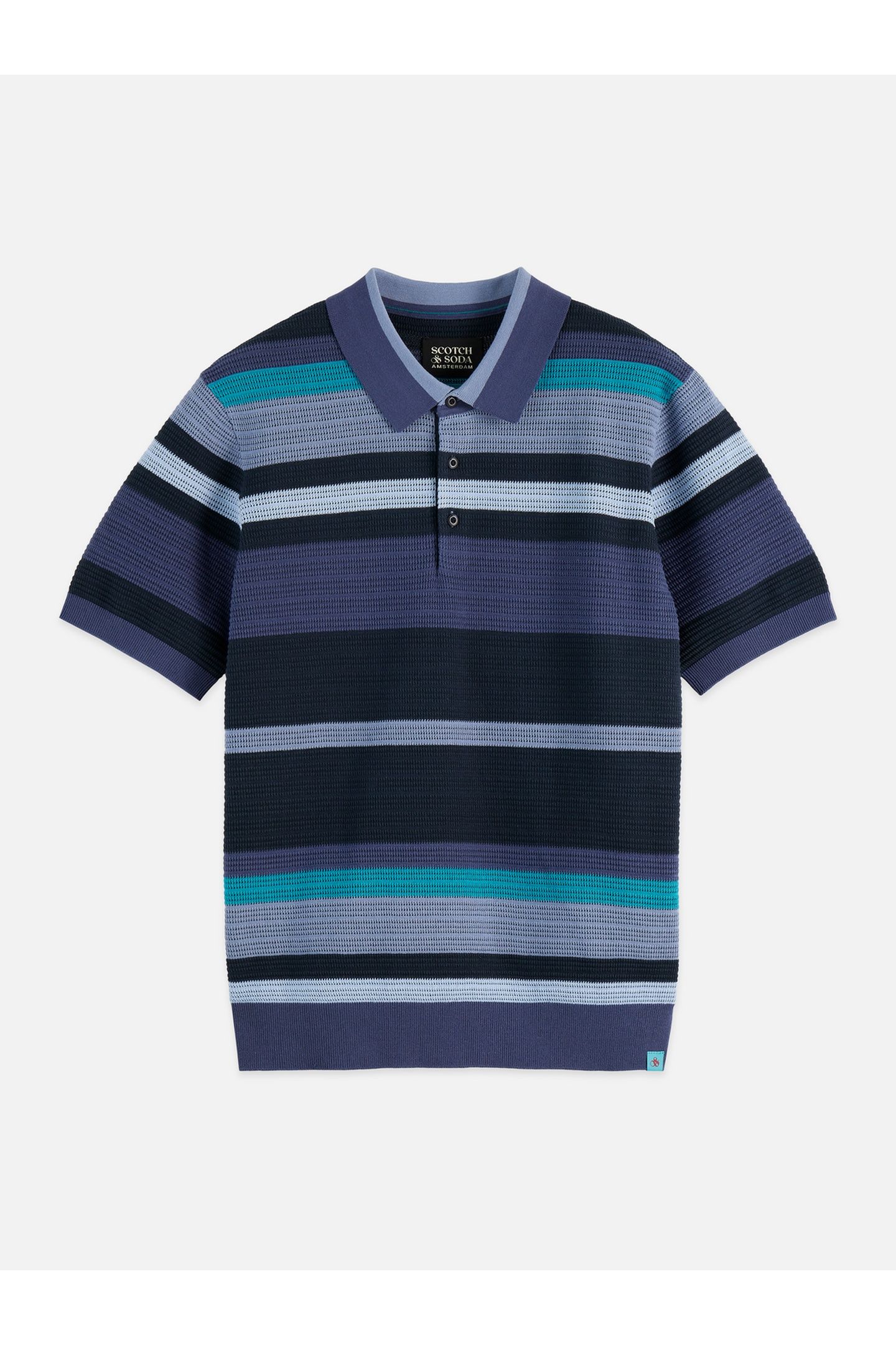 KNITTED STRIPED REGULAR-FIT POLO NAVY 1