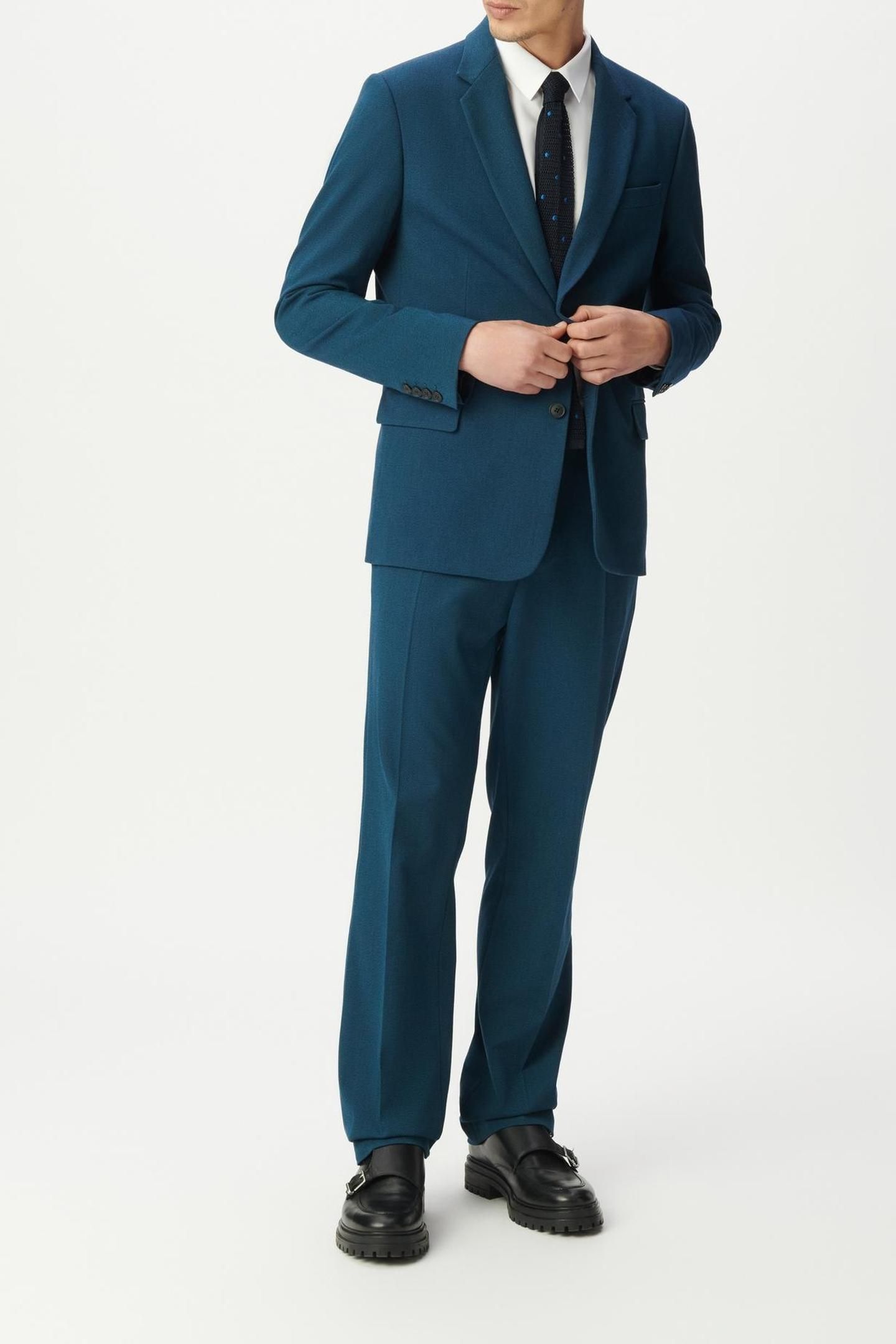 BLUE SEMI-PLAIN SUIT TROUSERS 5