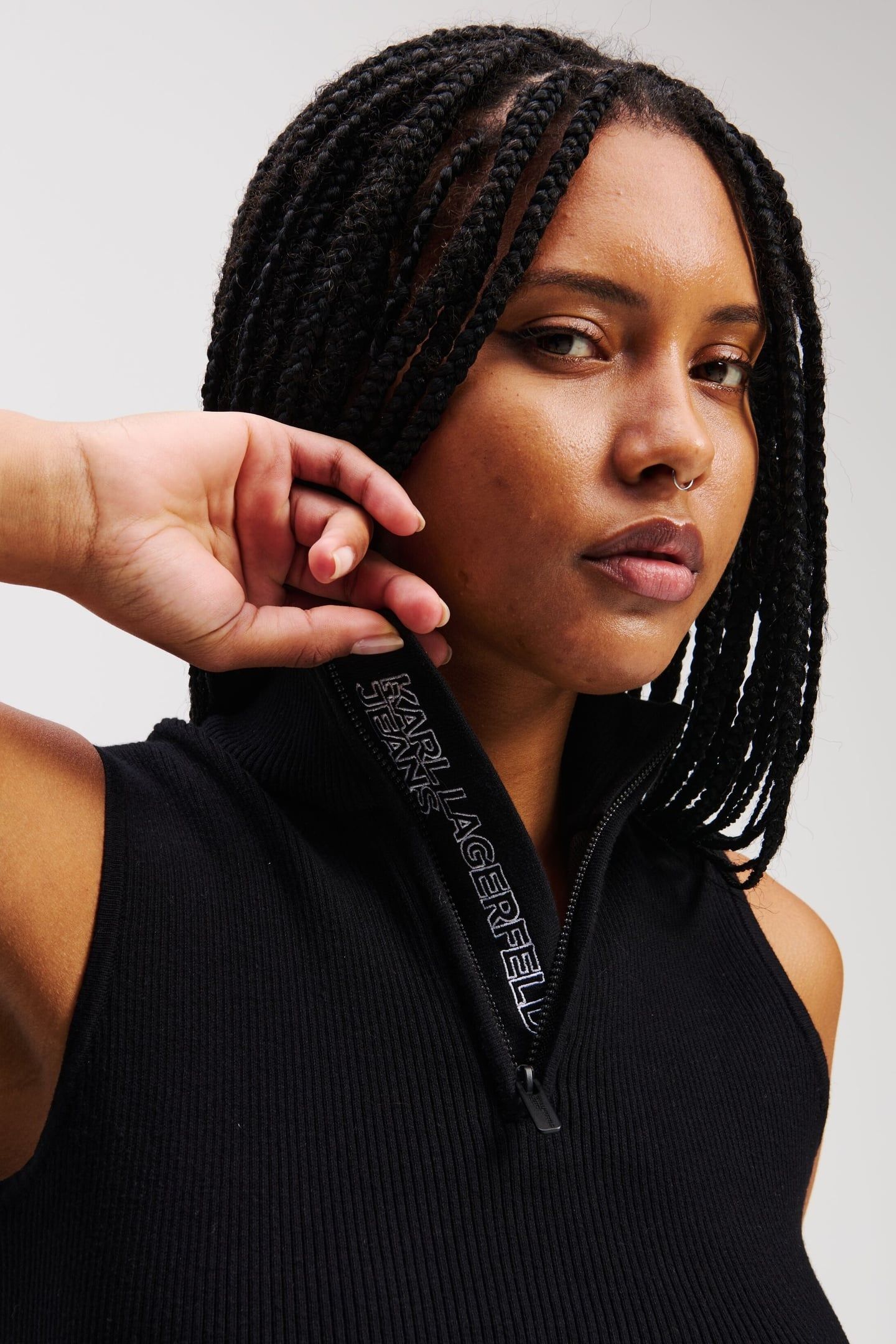 KLJ KNIT SS HALF ZIP BLACK 6