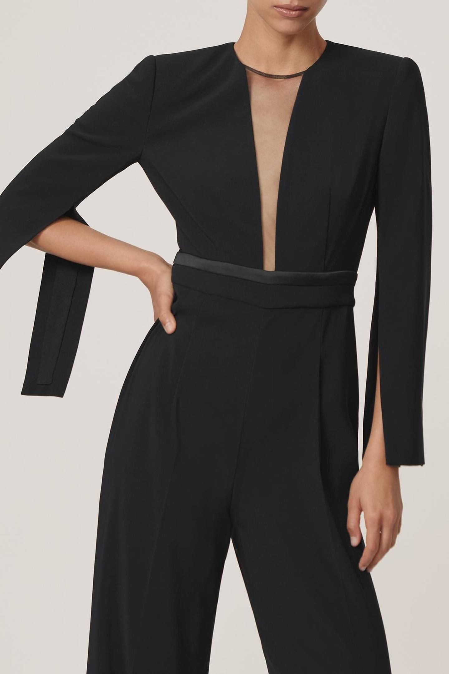 SHEER LONGSLEEVE JUMPSUIT BLACK 1