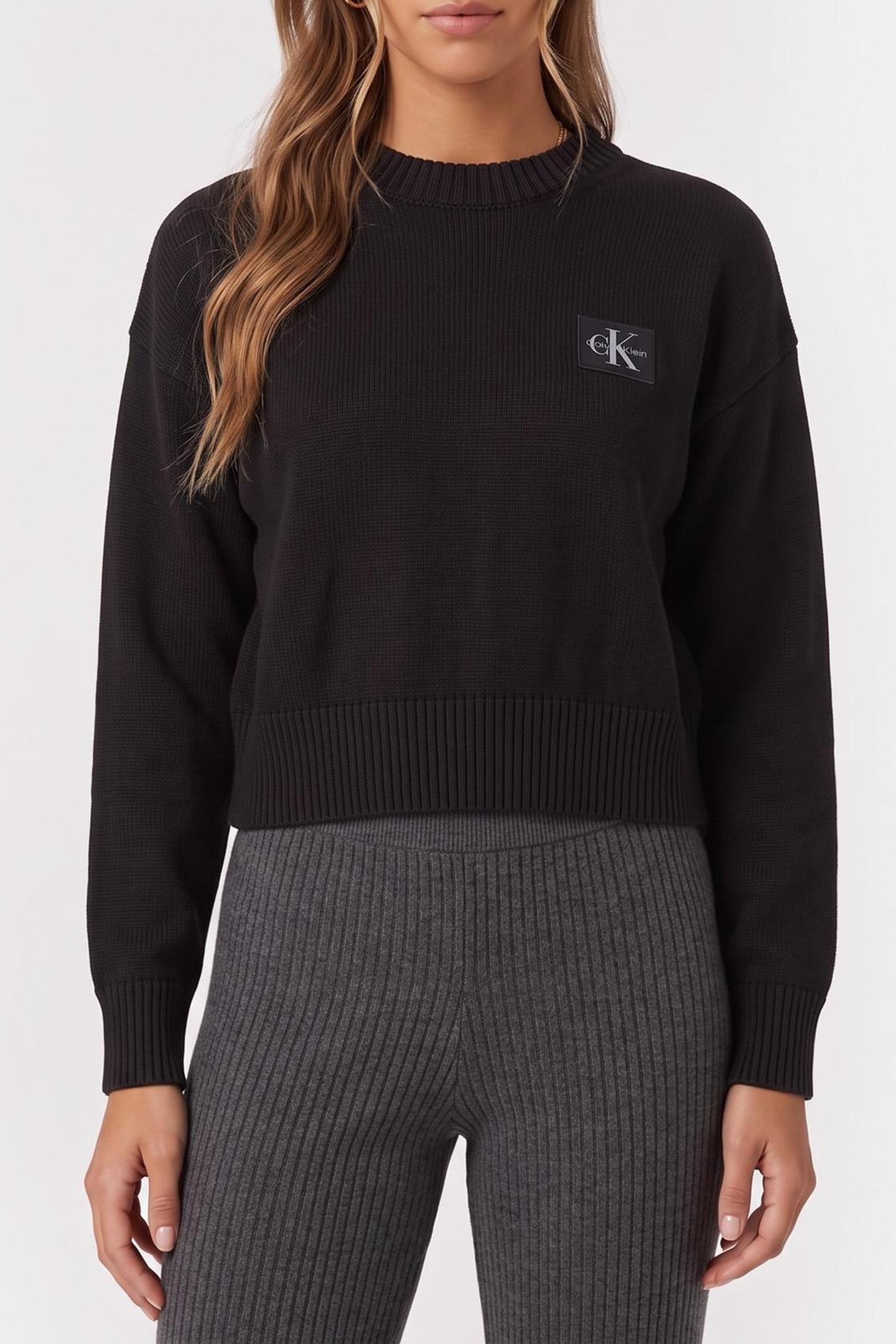 CK EMBRO BADGE SWEATER BLACK 1