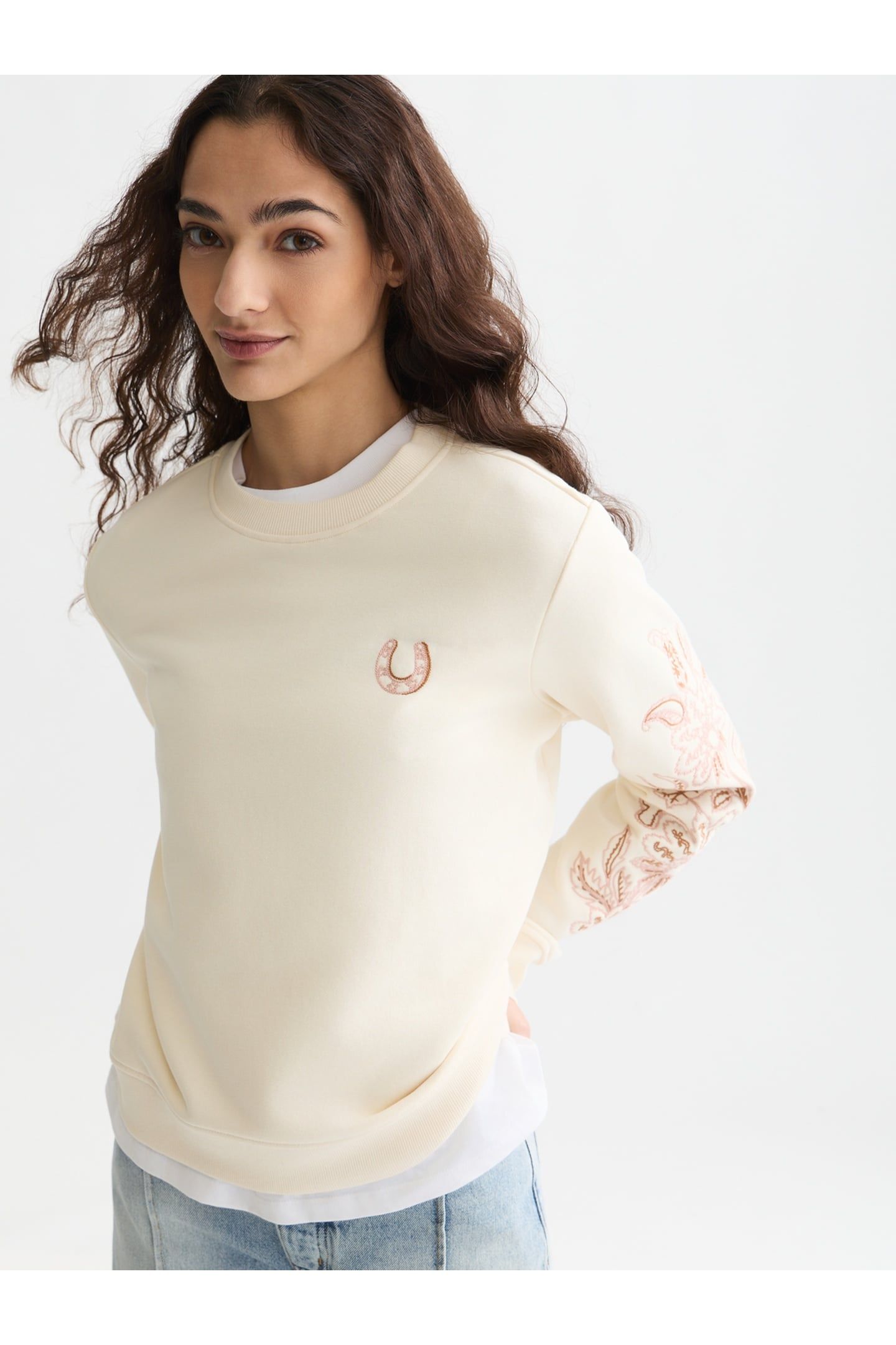 EMBROIDERED REGULAR-FIT SWEATSHIRT EGGNOG 5