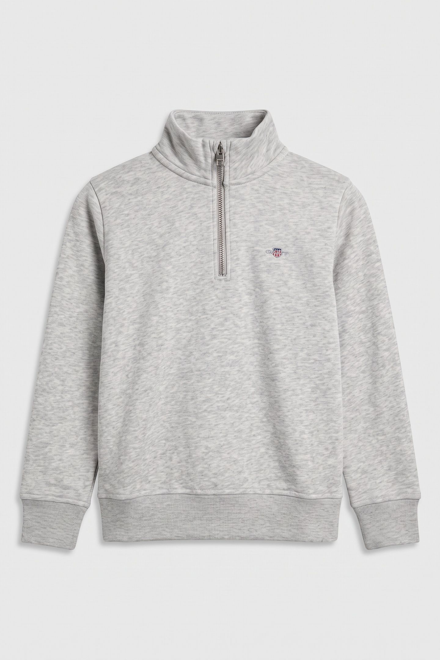 TEEN UNISEX SHIELD HALF ZIP SWEATSHIRT LIGHT GREY MELANGE 2