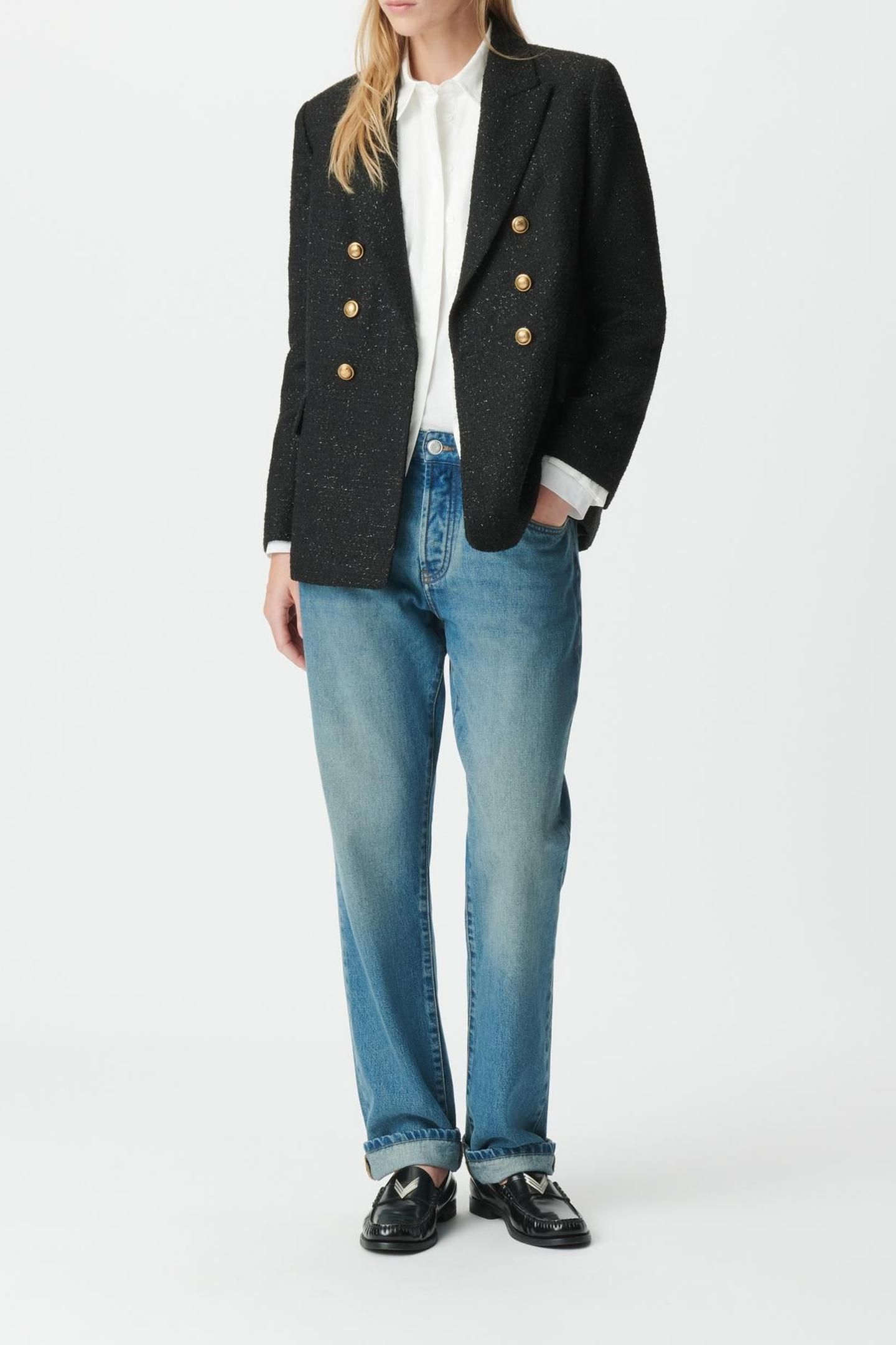 BLACK GLITTERY TWEED-STYLE SUIT JACKET 3