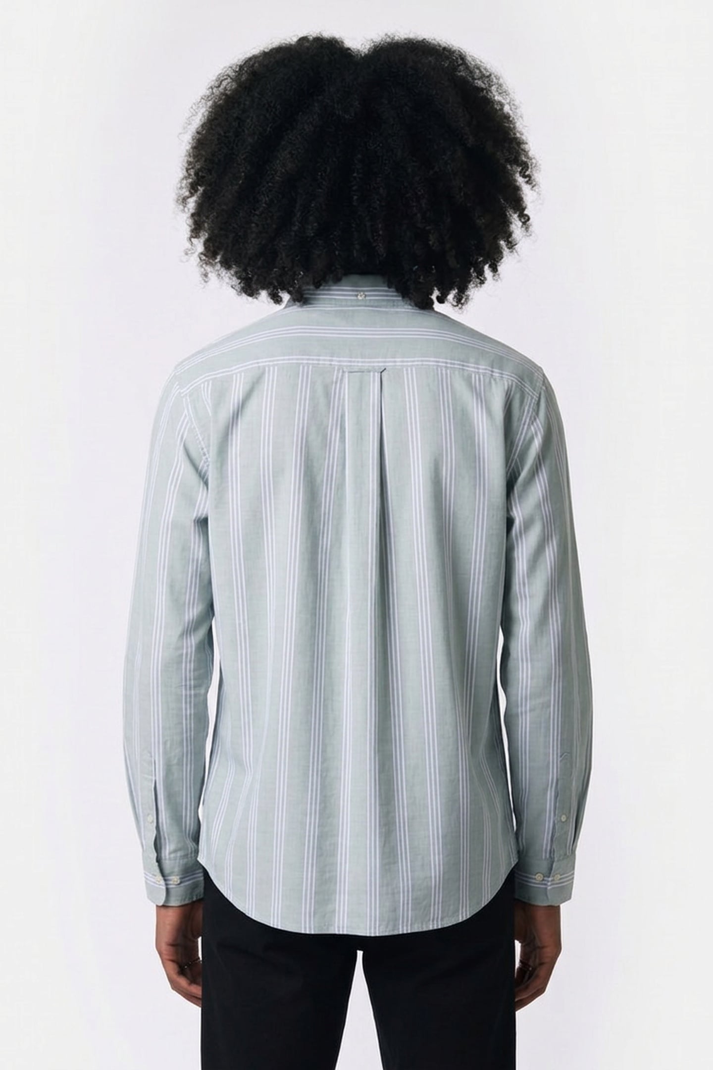 REG POPLIN FIL A FIL STRIPE SHIRT WOODY GREEN 2