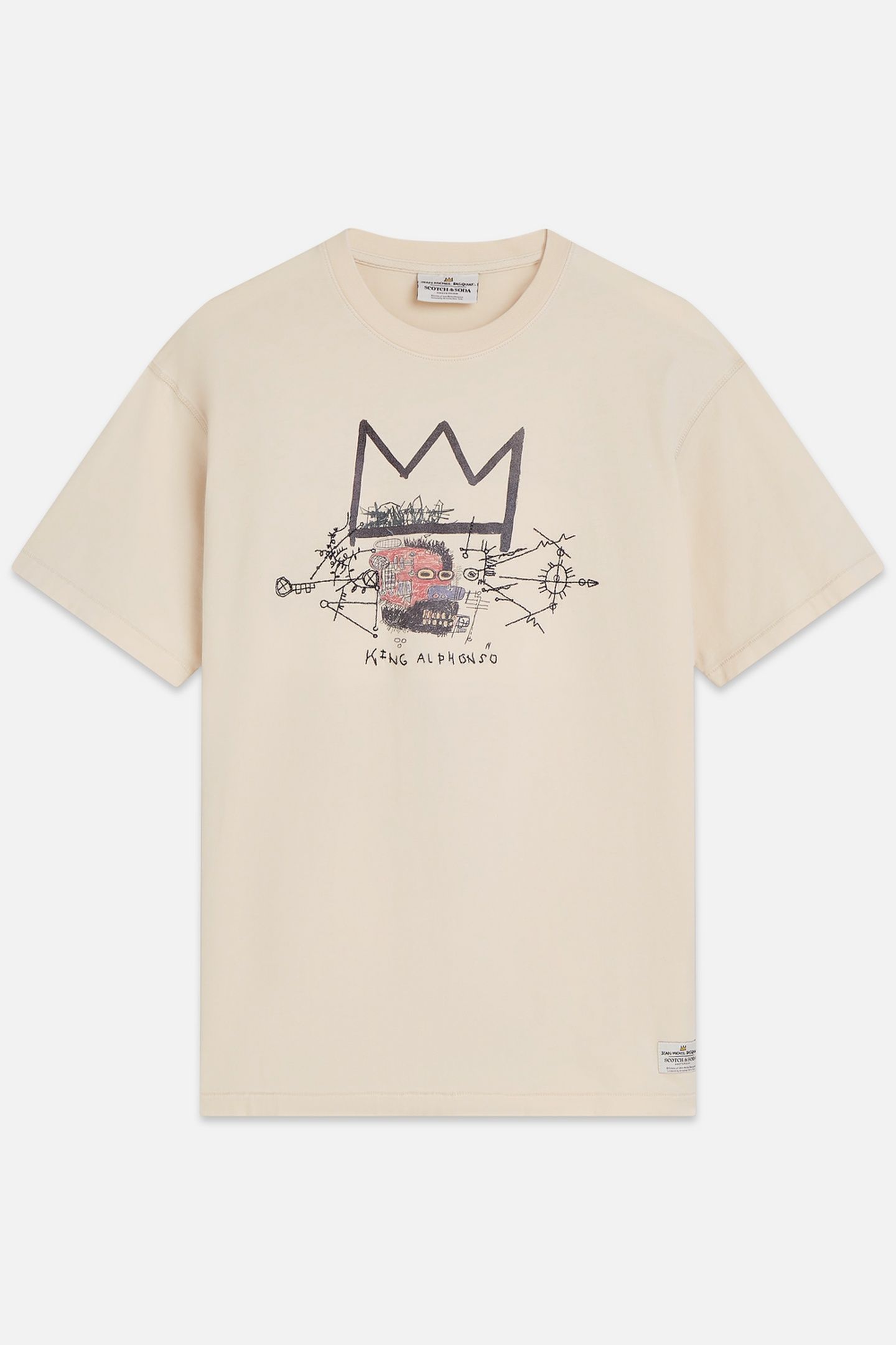 BASQUIAT ARTWORK RELAXED FIT TSHIRT LIGHT BEIGE 1