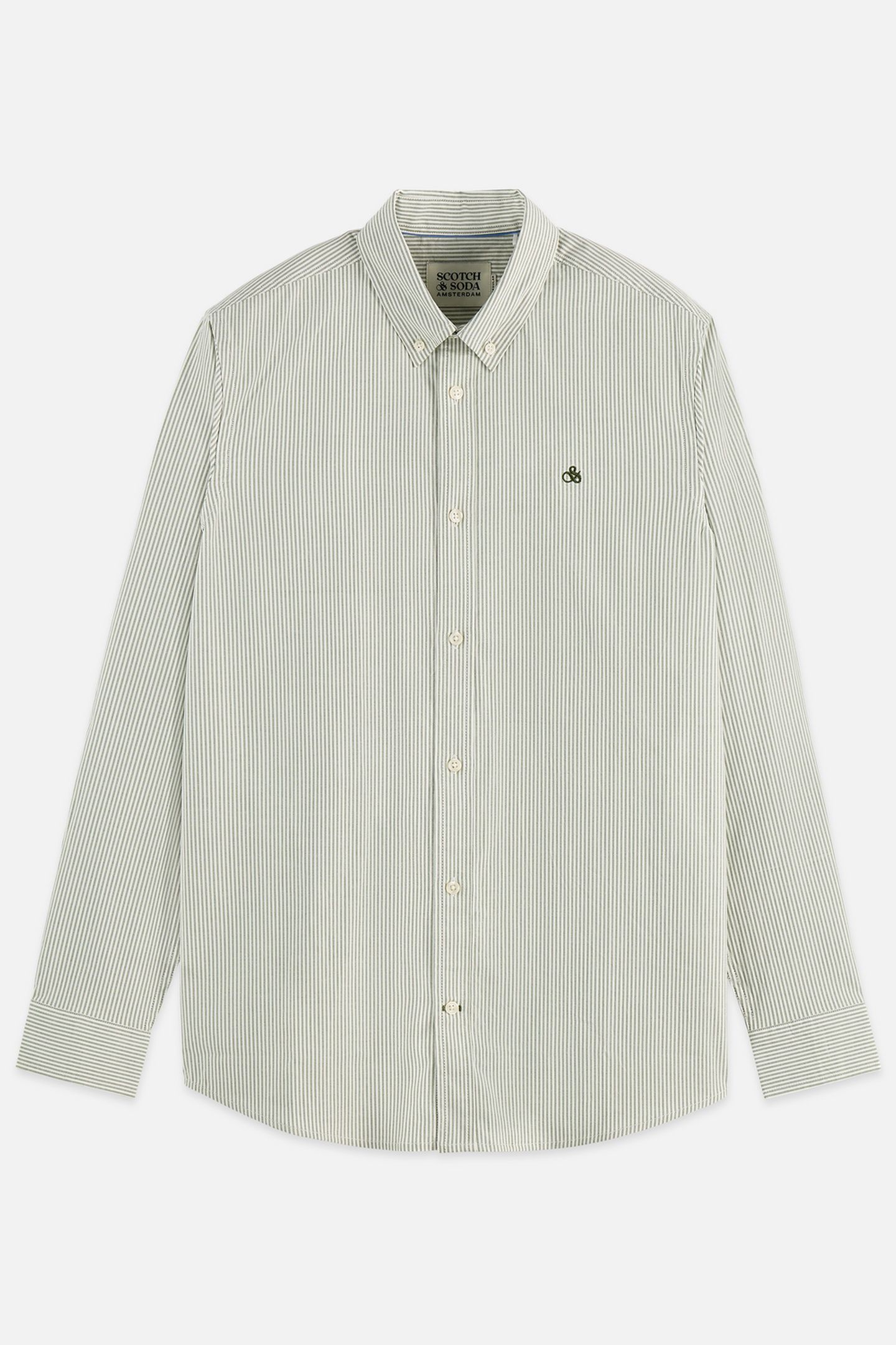 SEASONAL CORE STRIPED OXFORD REGULAR-FIT SHIRT DARK GREEN 1