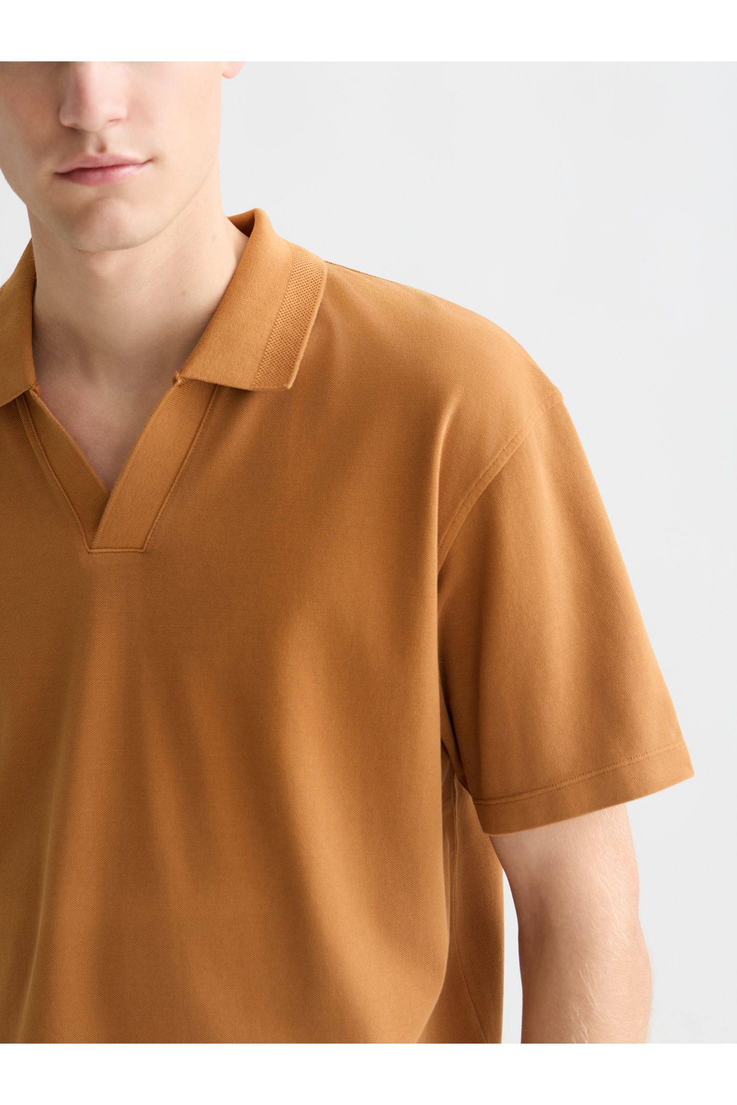 3 CROSSES PIQUE RELAXEDFIT GARMENTDYED POLO MEDIUM BROWN 6
