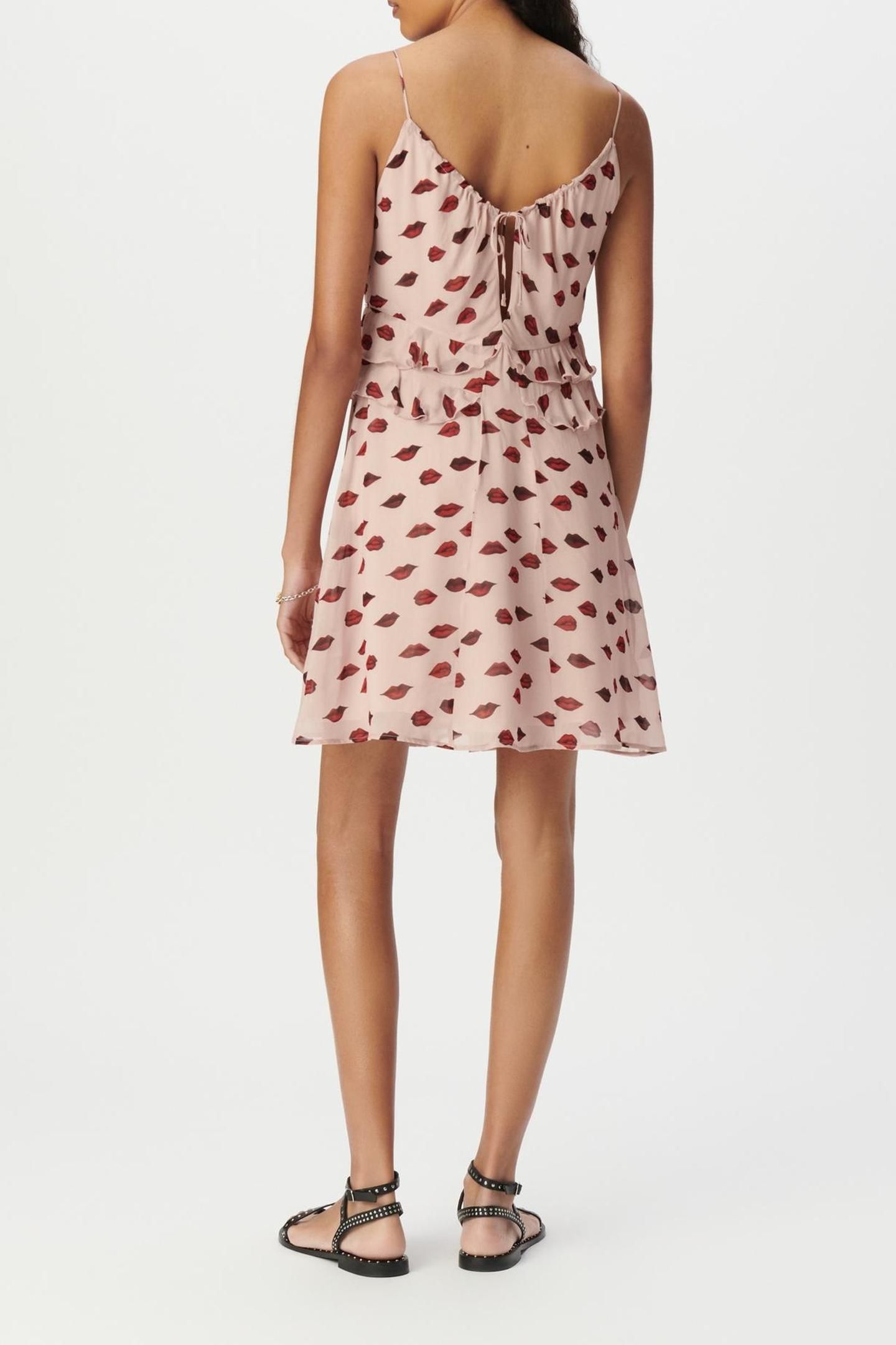 PINK VOILE STRAPPY DRESS WITH MOUTH PRINT 2