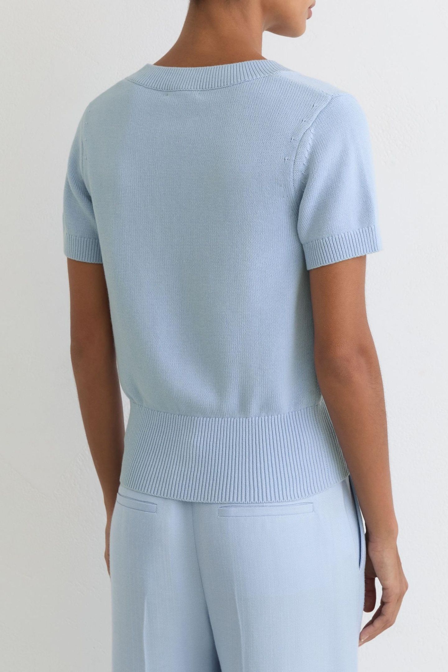 KNIT V NECK TOP SOFT BLUE 2