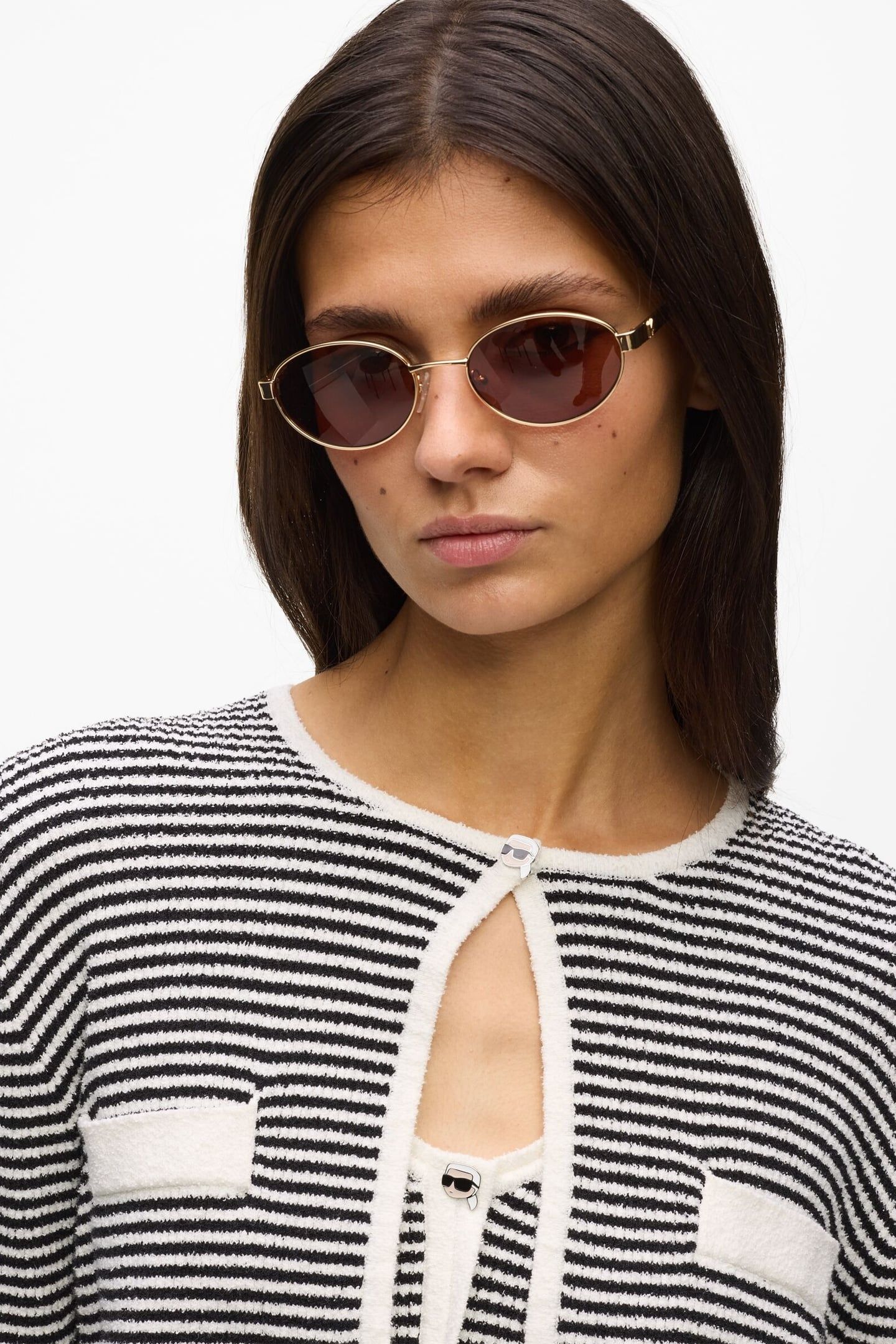 IKON STRIPED KNIT CARDIGAN SMALL STRIPE BLACK-WHITE 6