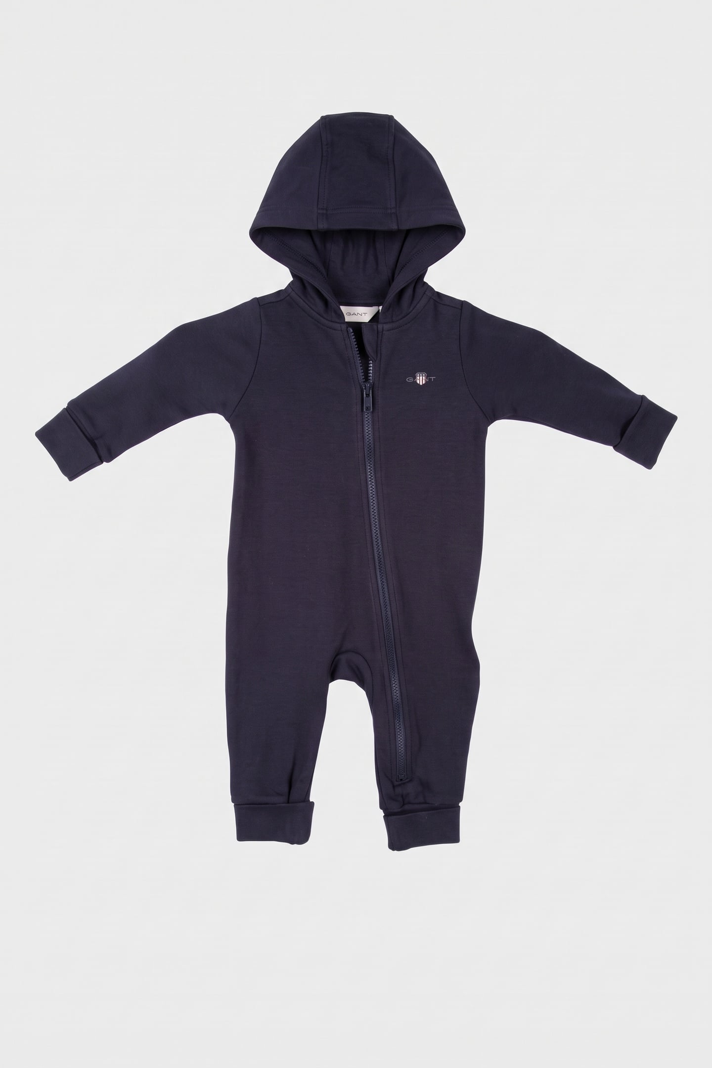 BABY UNISEX LS HOODED ROMPER EVENING BLUE 2