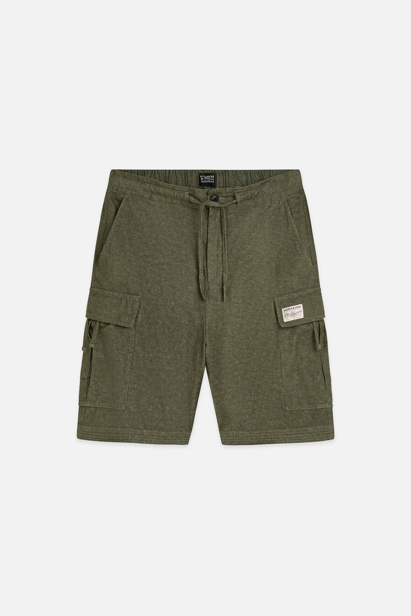 LINENBLEND RELAXEDFIT CARGO BERMUDA SHORTS DARK GREEN 4