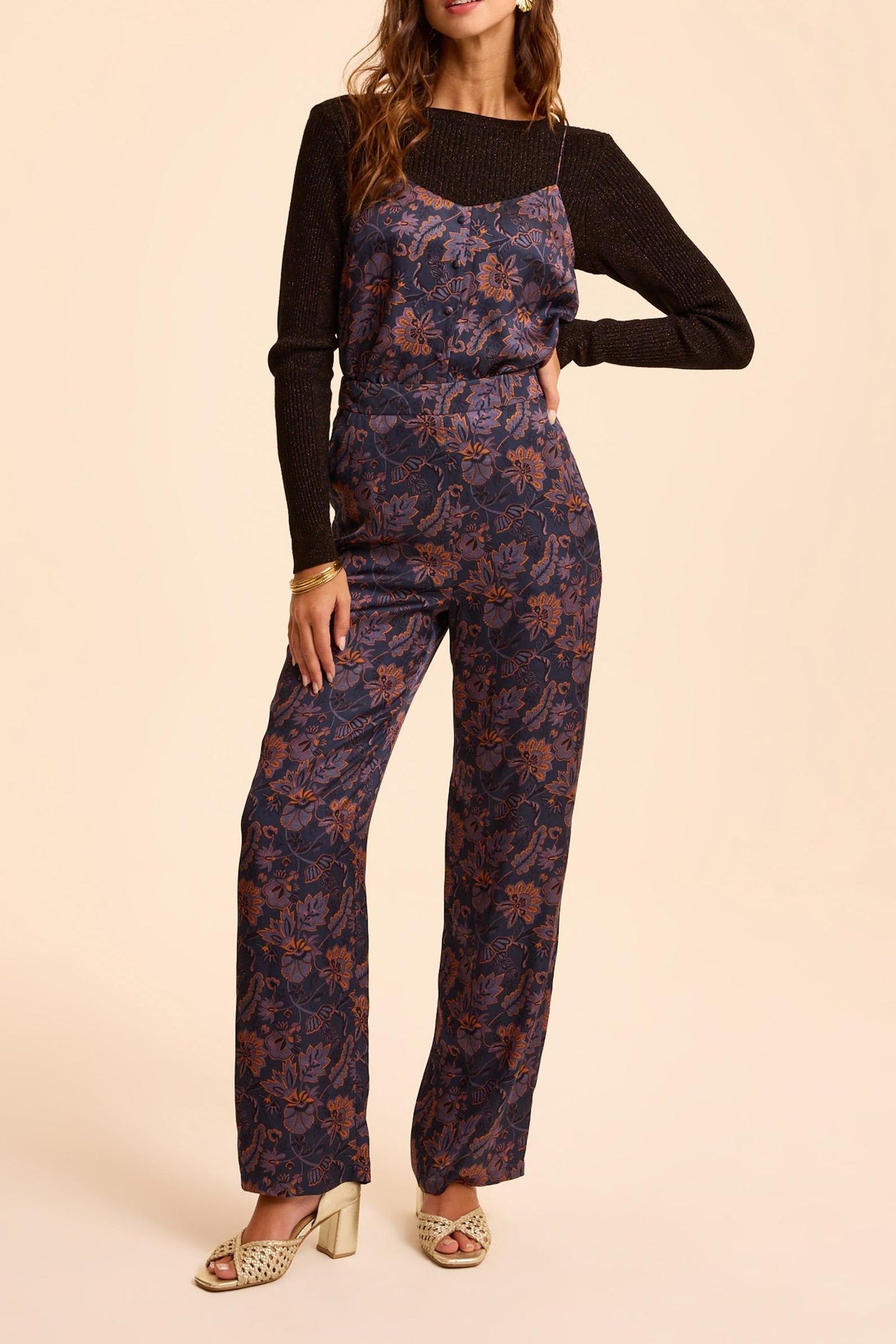 PURPLE WIDE-LEG TROUSERS WITH SCARF PRINT 3
