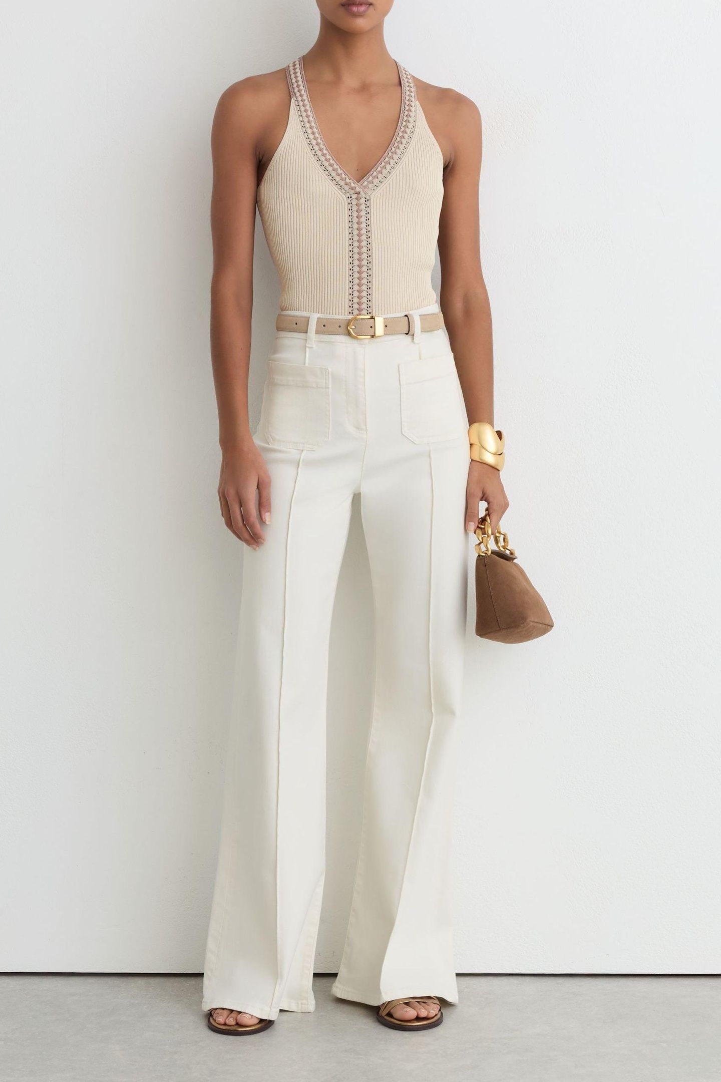 INTEREST TRIM KNITTED VEST NEUTRAL 3