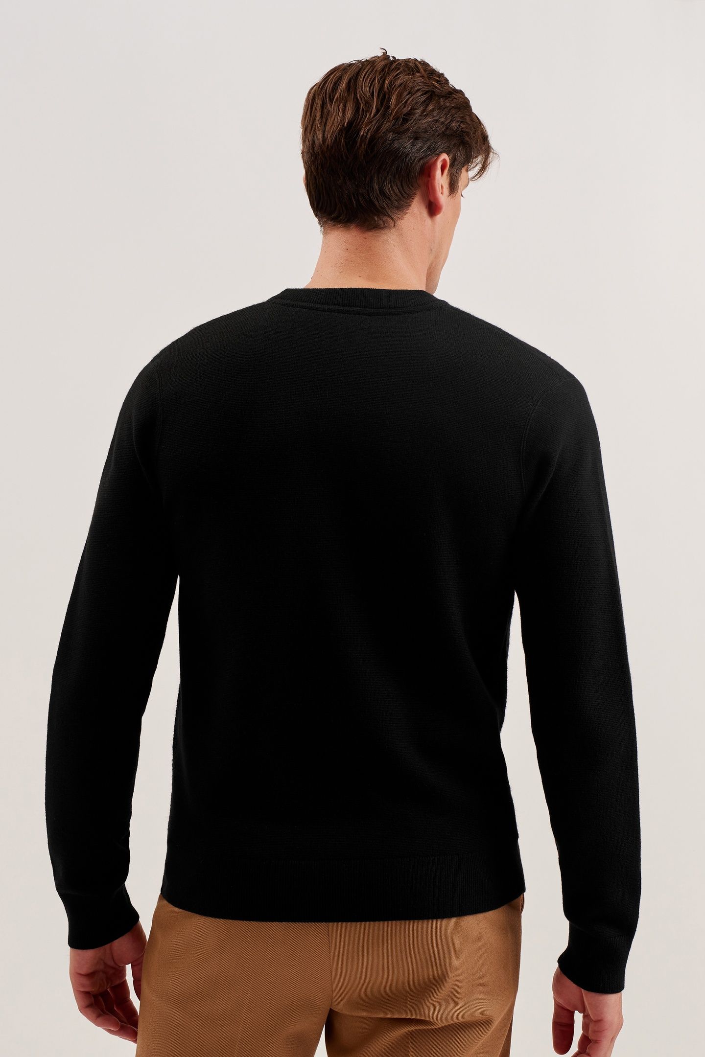 OLMSTE LS BOUCLE WOOL STITCH CREW NECK BLACK 3