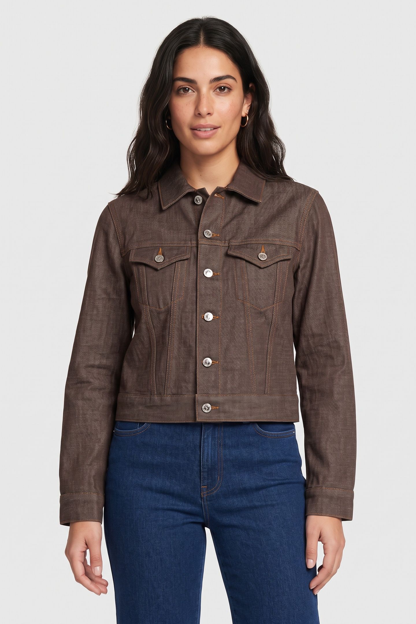 JACKET IN DENIM DARK BROWN 2