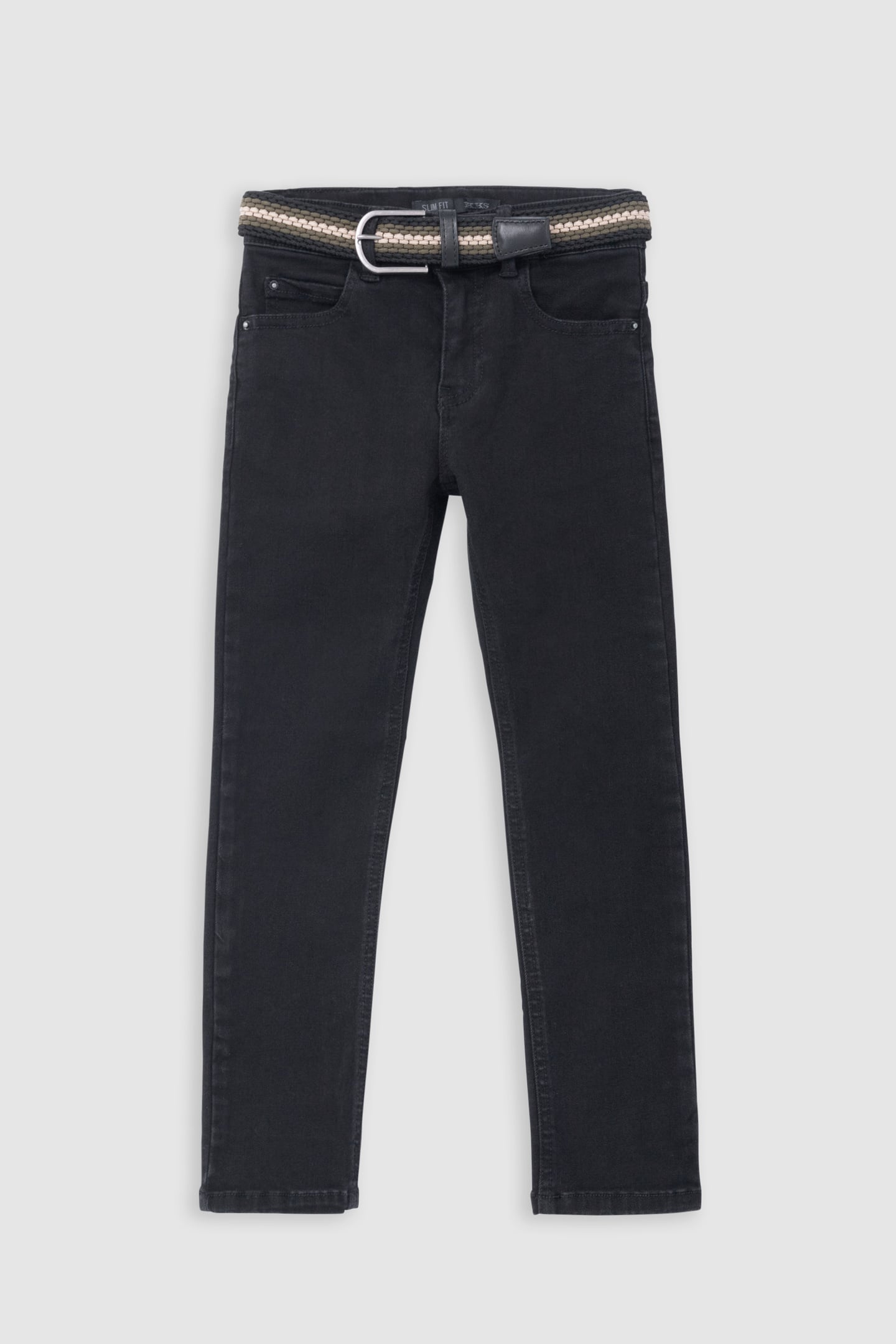 BOY'S BLACK SLIM JEANS WITH REMOVABLE BRAIDED WAISTBAND 1