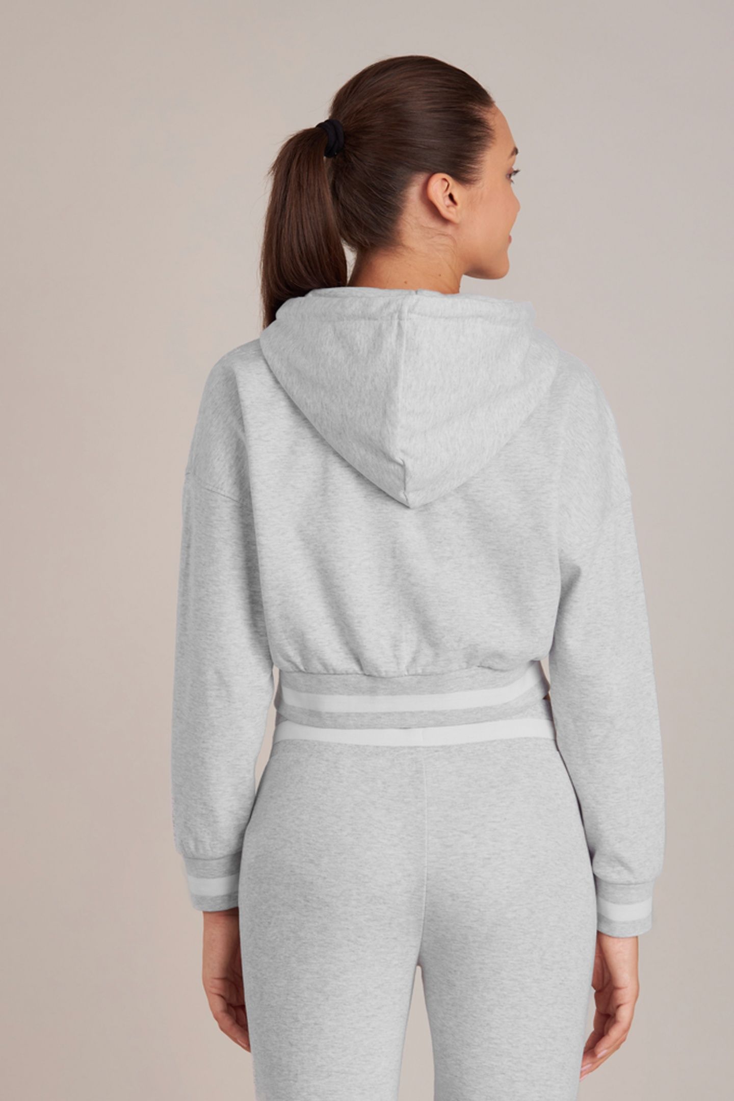 LADIES CROPPED HOODIE GREY 3