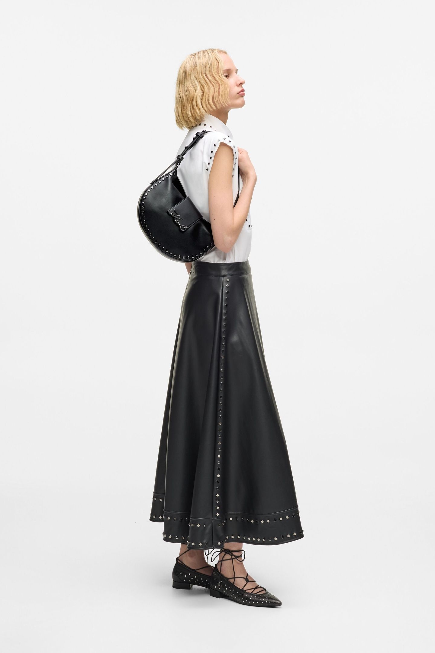 SIGNATURE HALFMOON STUDDED BAG BLACK EMBELLISHMENT 1