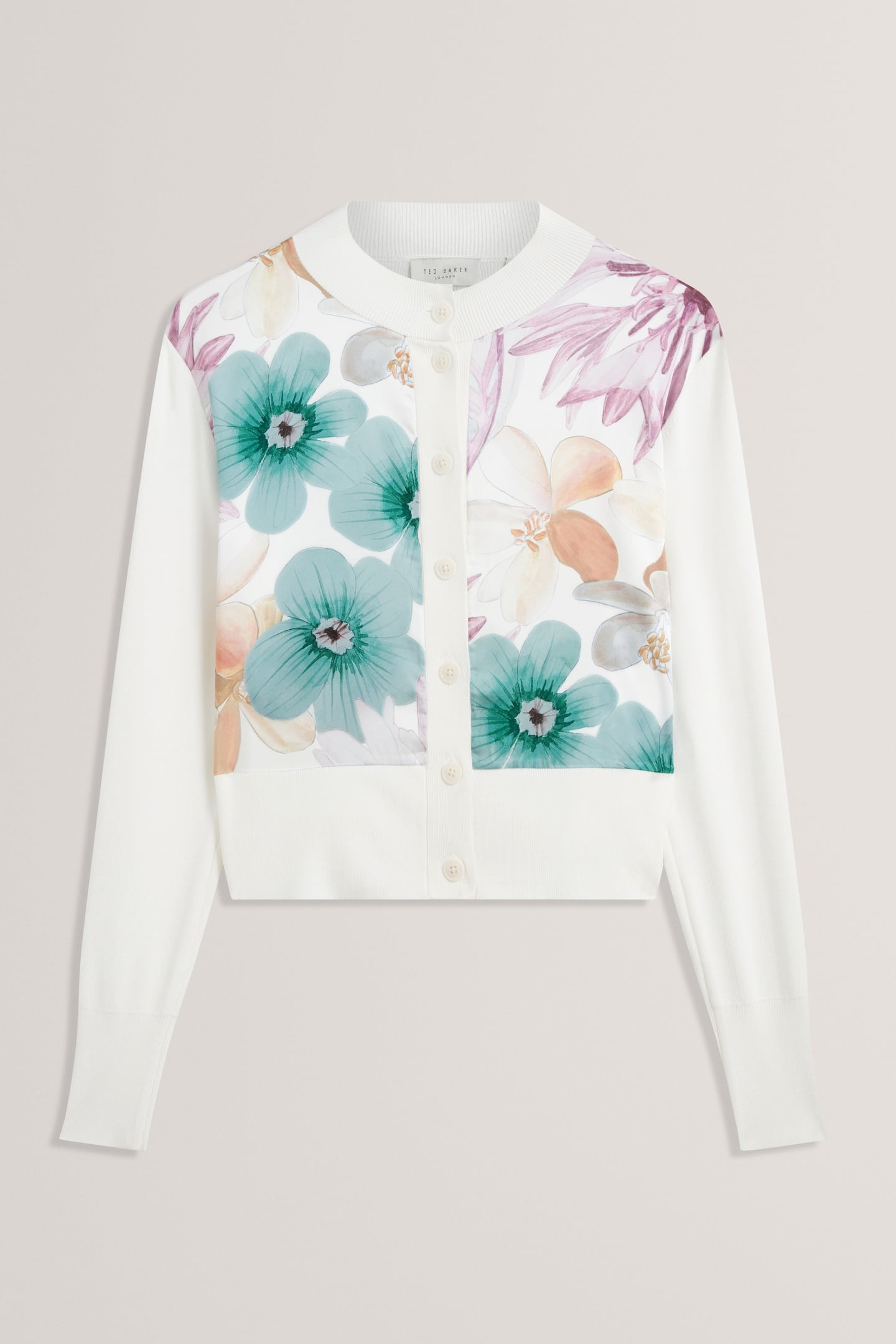 PRINTED WOVEN FRONT CARDIGAN IVORY 3