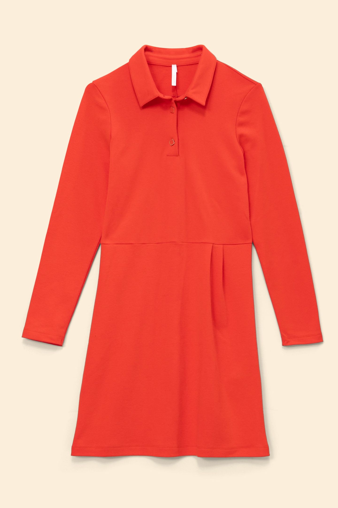 RED KNIT DRESS WITH SHIRT COLLAR 4