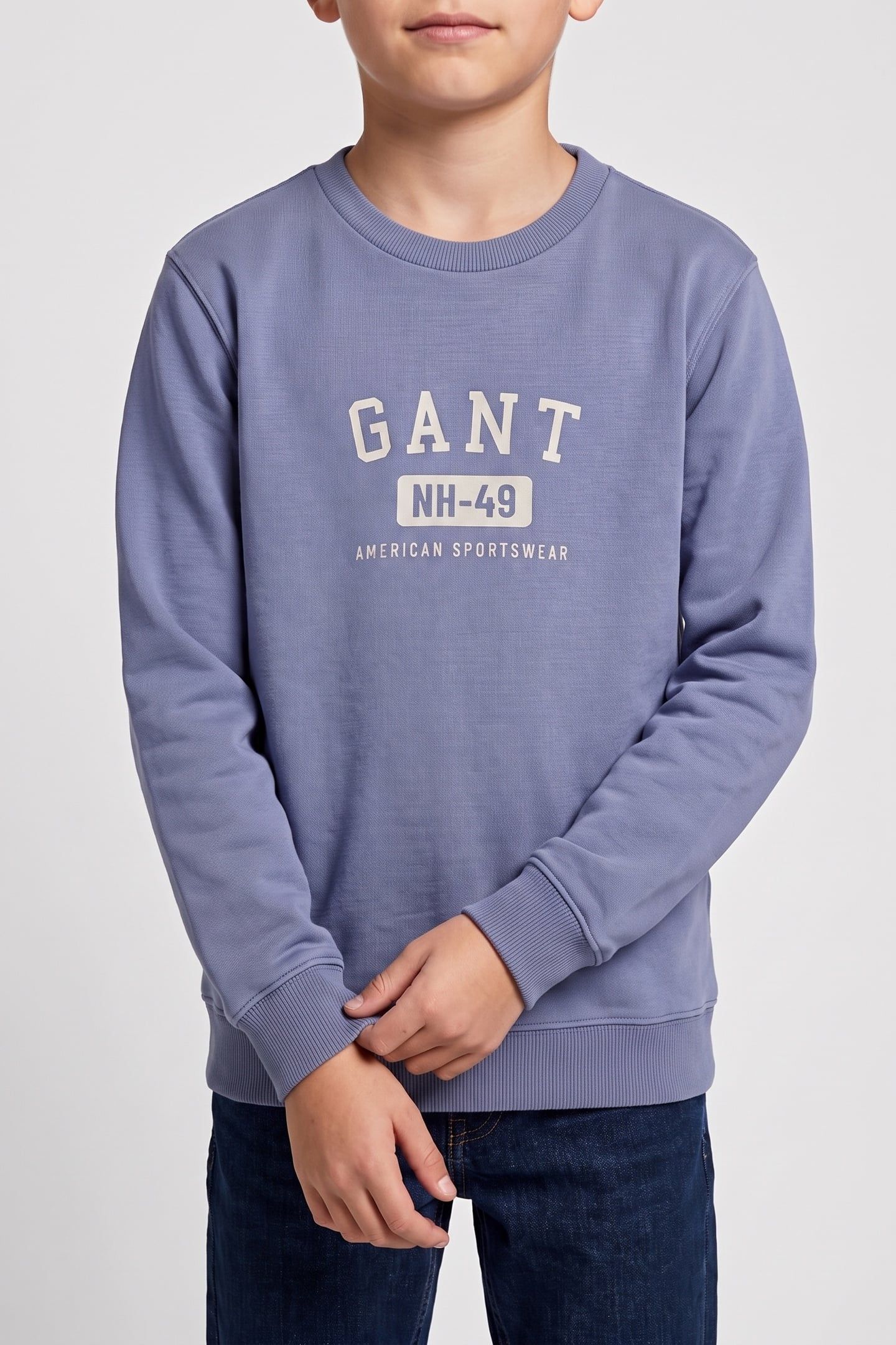 TEEN BOYS OCEAN WASH CREW NECK SWEATSHIRT FADED DENIM 1