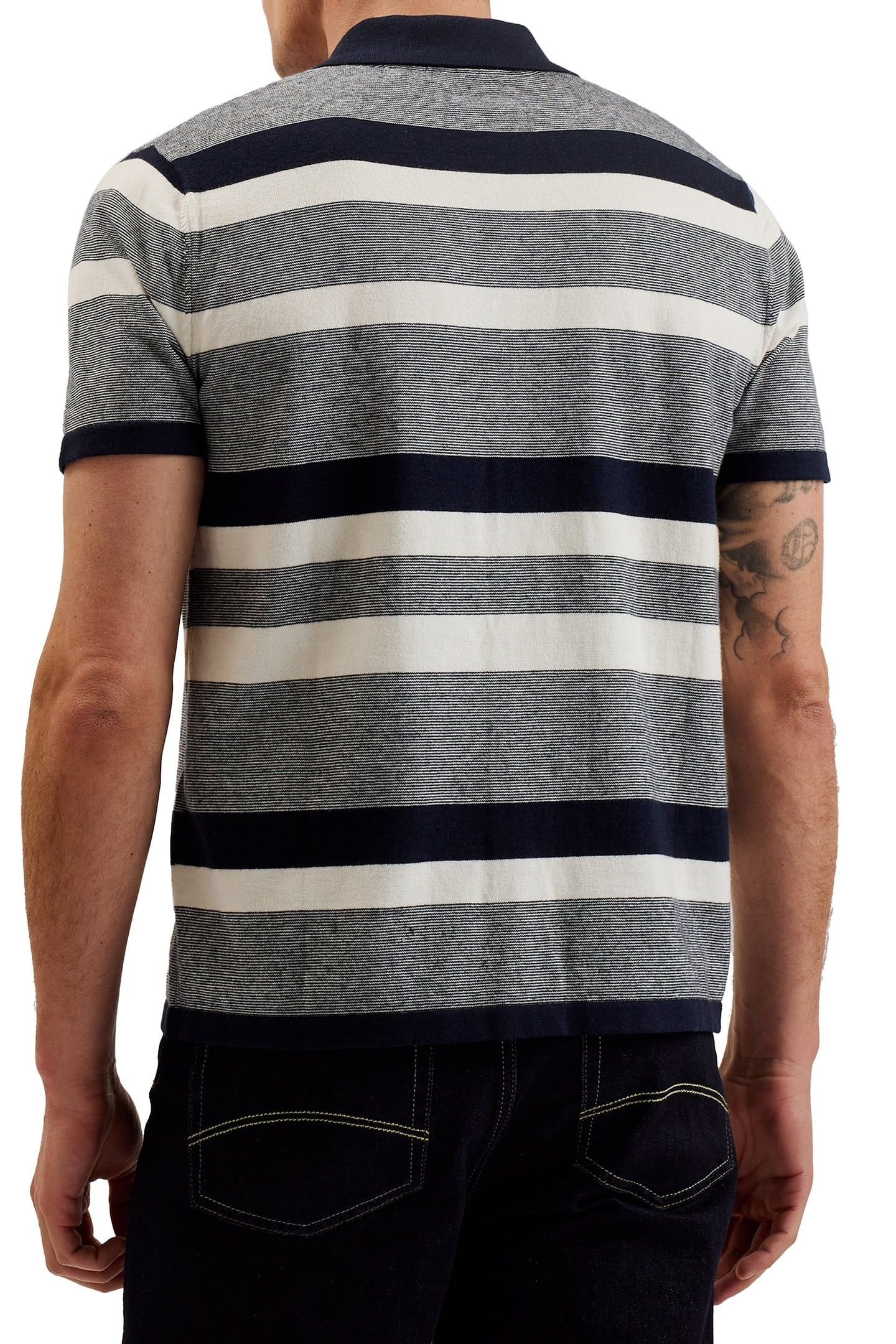 AKO SS REGULAR STRIPED KNITTED SHIRT NAVY 2