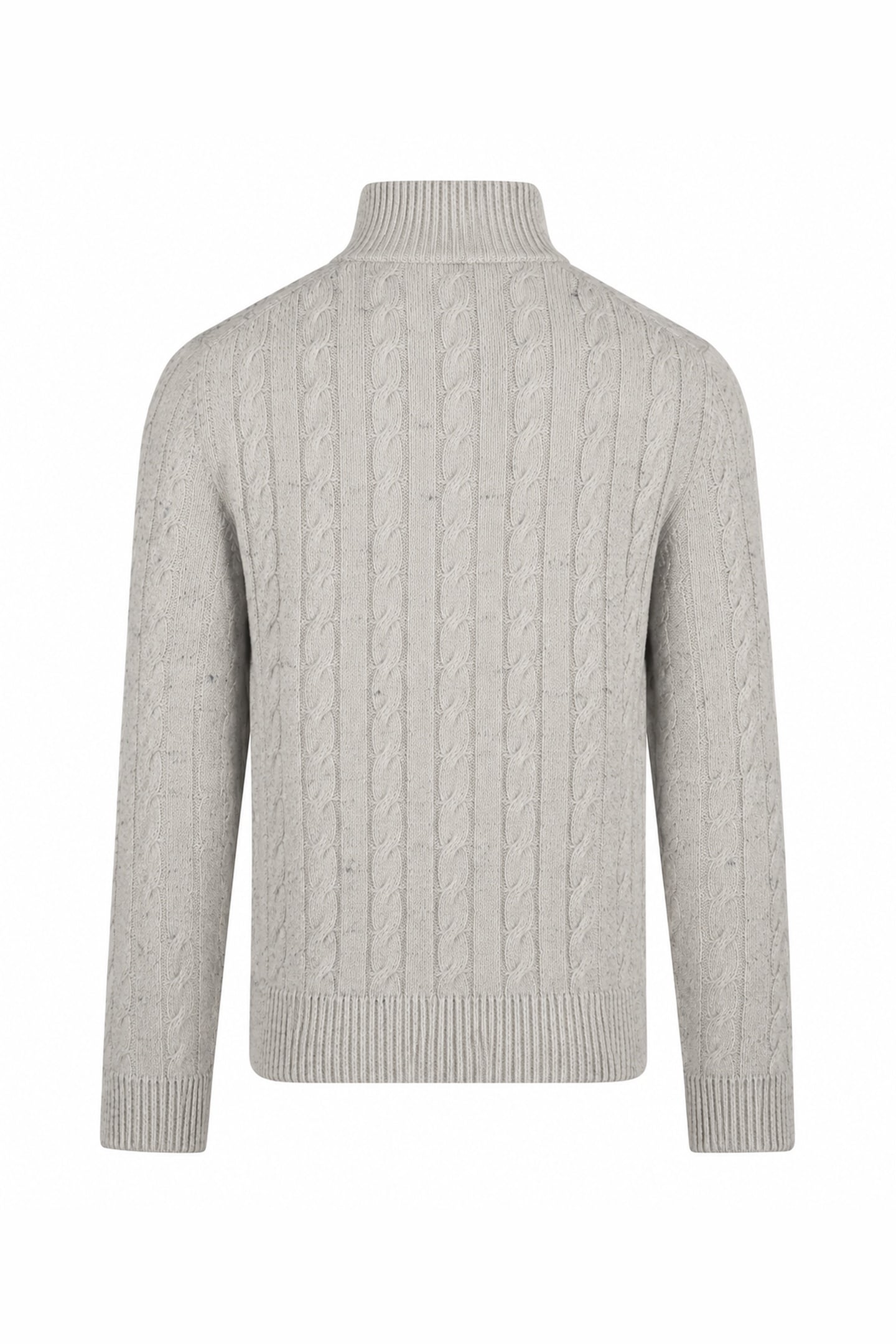 CABLE ZIP MOCK SWEATER MEDIUM GREY MELANGE 2