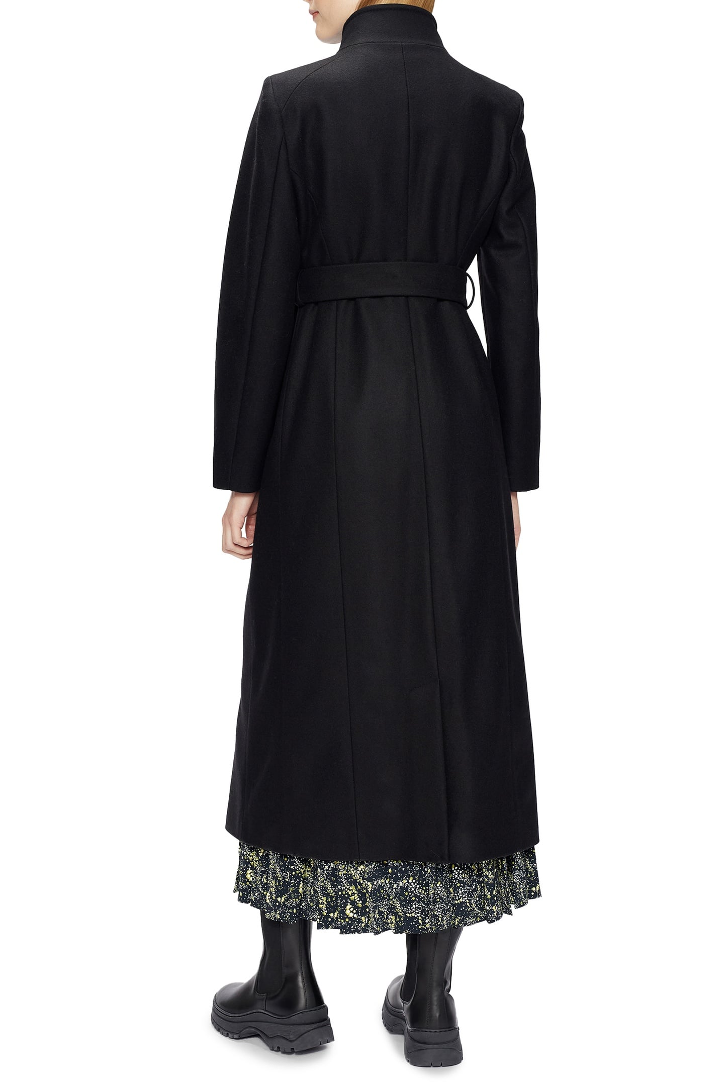 ROSELL LONG LENGTH WOOL WRAP COAT BLACK 2