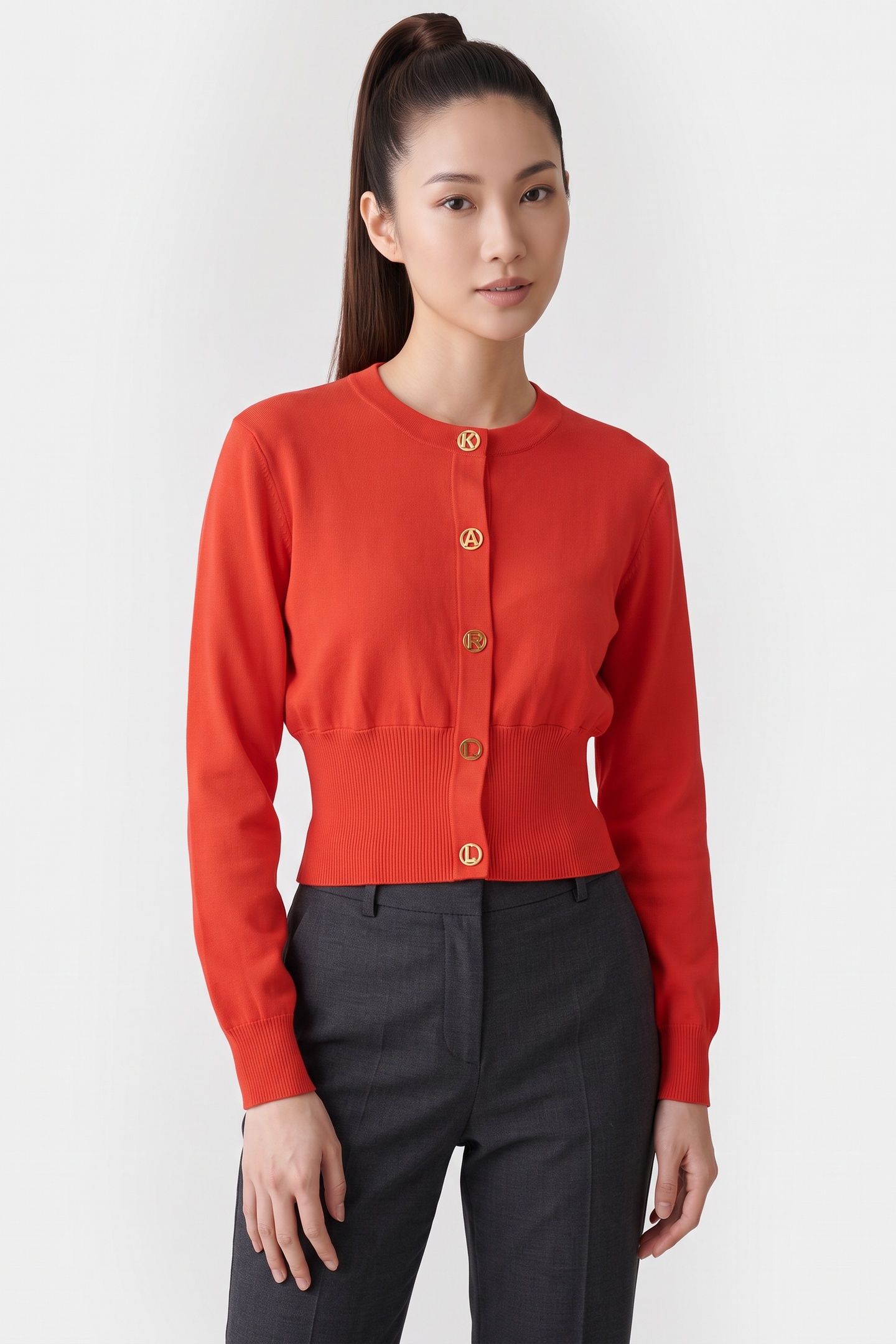 KARL DAILY KNIT CARDIGAN TANGERINE TANGO 1